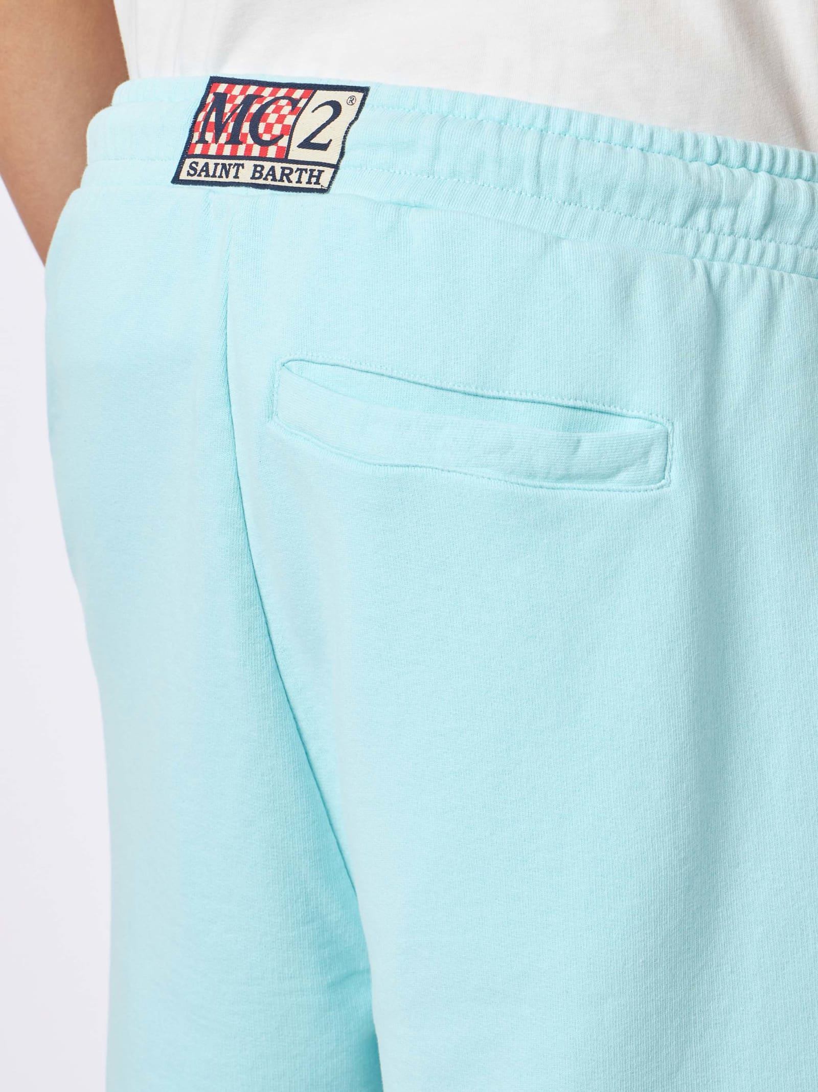 Mc2 Saint Barth Man Water Green Cotton Bermuda In Green