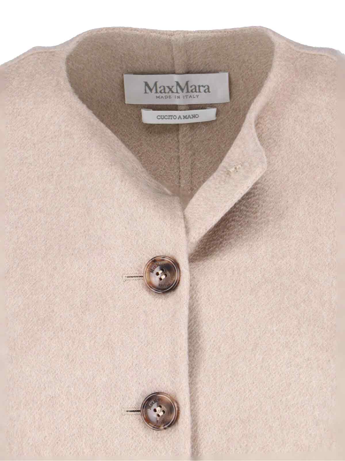 Max Mara Beige Cashmere Cape With Button Closure And Maxi Back Slit In Brown