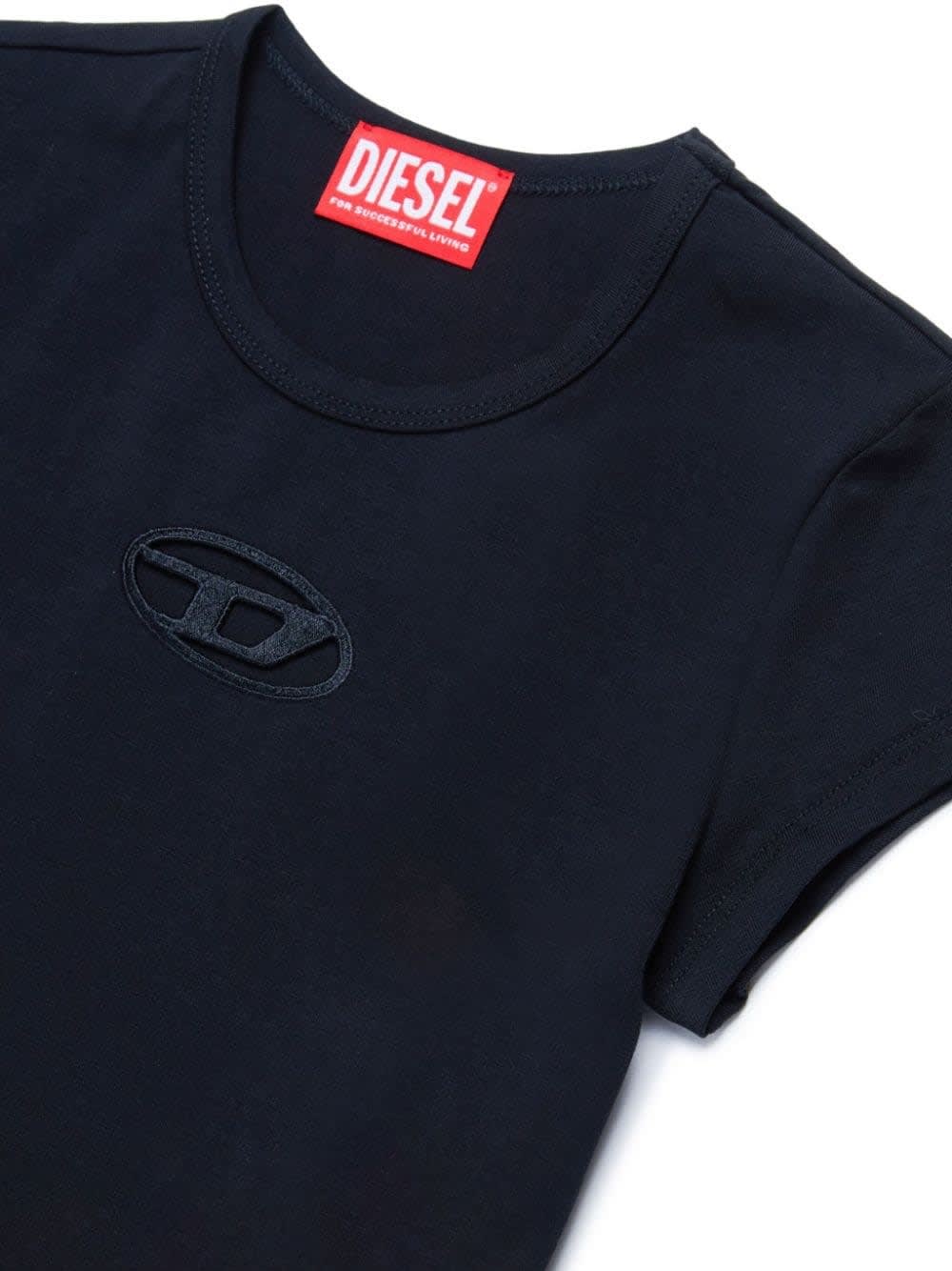 Shop Diesel T-shirt Con Logo Ricamato In Nero
