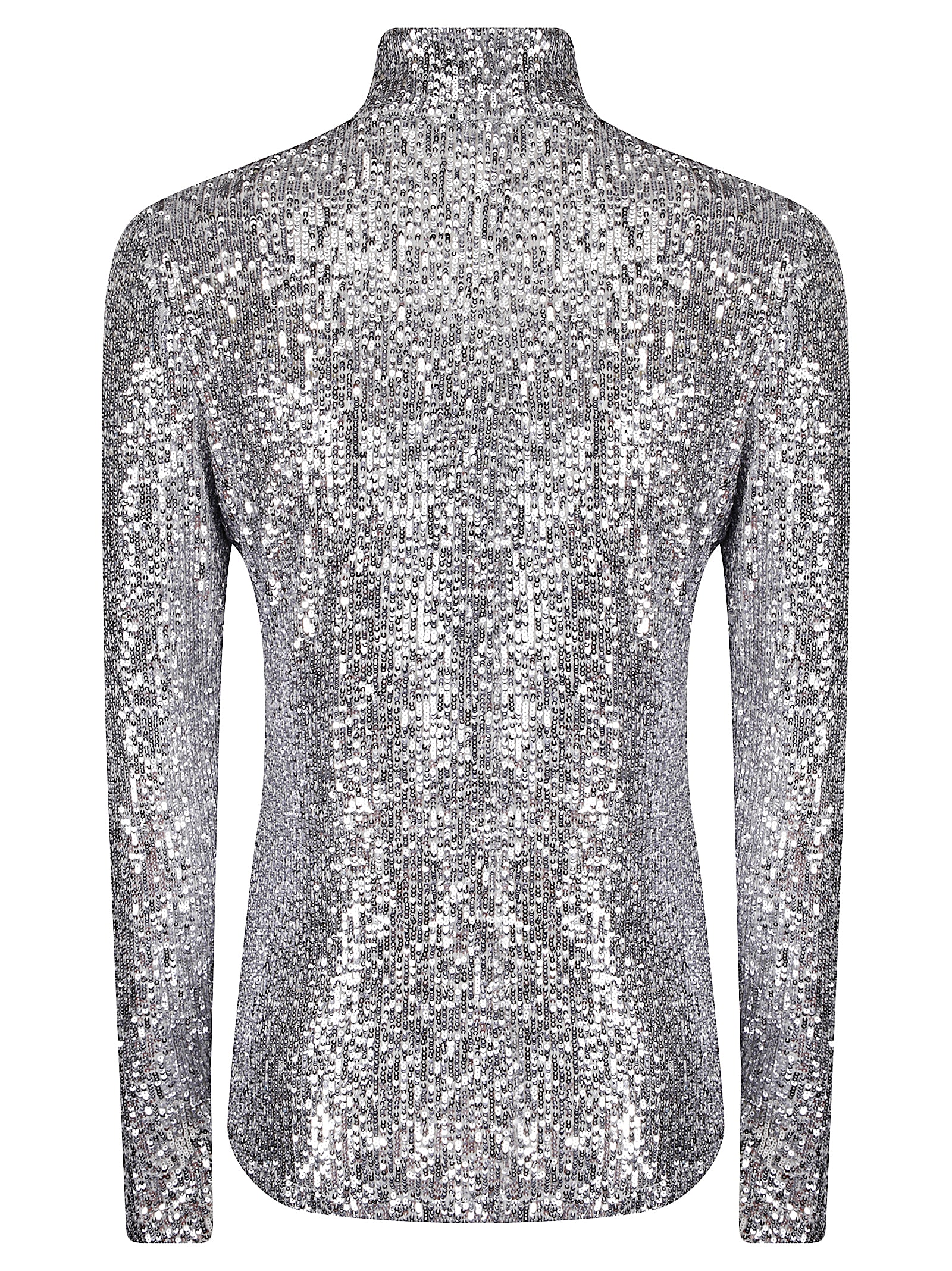 Rabanne Sequined Tulle Turtleneck Top In Gray