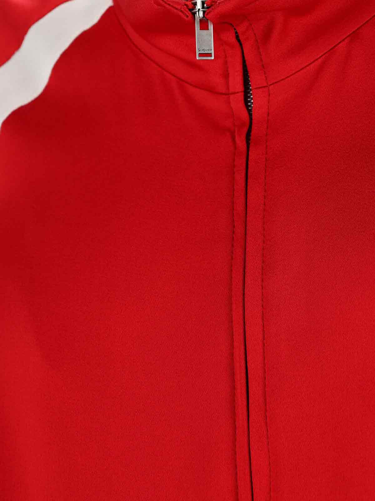 Saint Laurent Teddy Zip Bomber Jacket In Red
