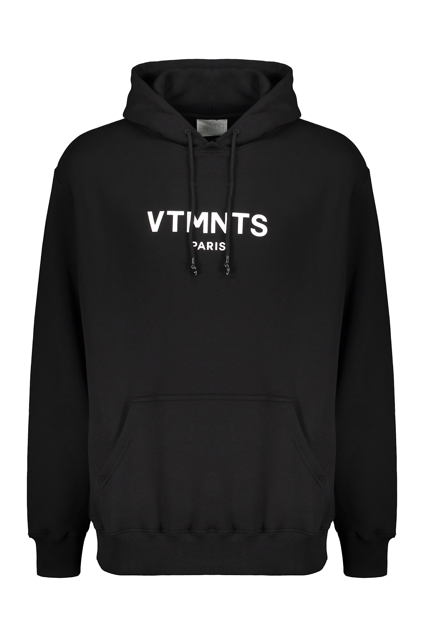 Vetements Logo-print Ribbed-cuff Hoodie In Black