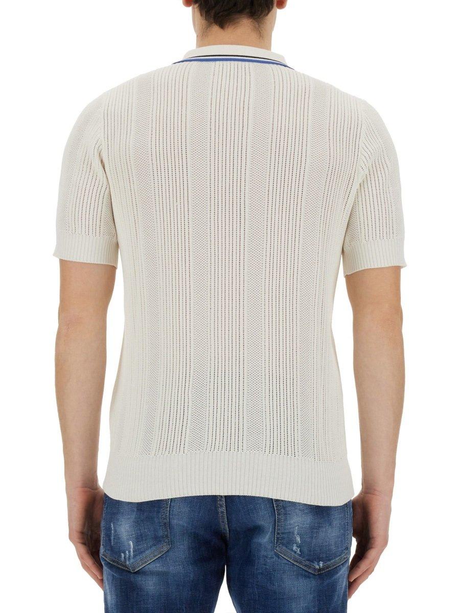 Shop Dsquared2 Short-sleeved Open-knitted Polo Shirt In White Variant (white)