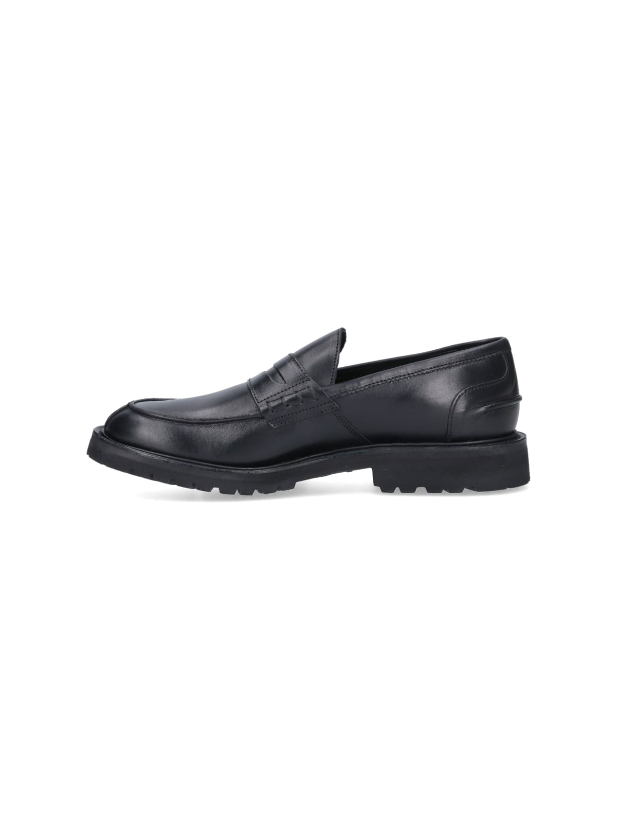 Tricker's Sleek Leather Penny Loafers With Sturdy Rubber Sole In Animal Print