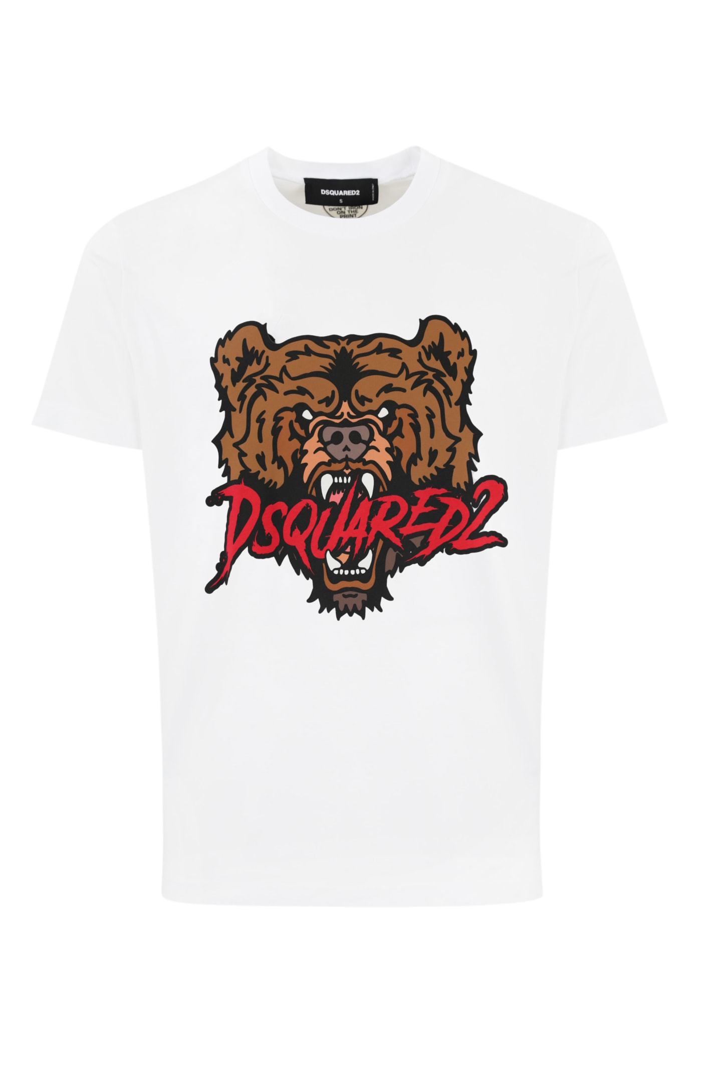 Shop Dsquared2 T-shirt With Bear Logo Print In Cotton In White