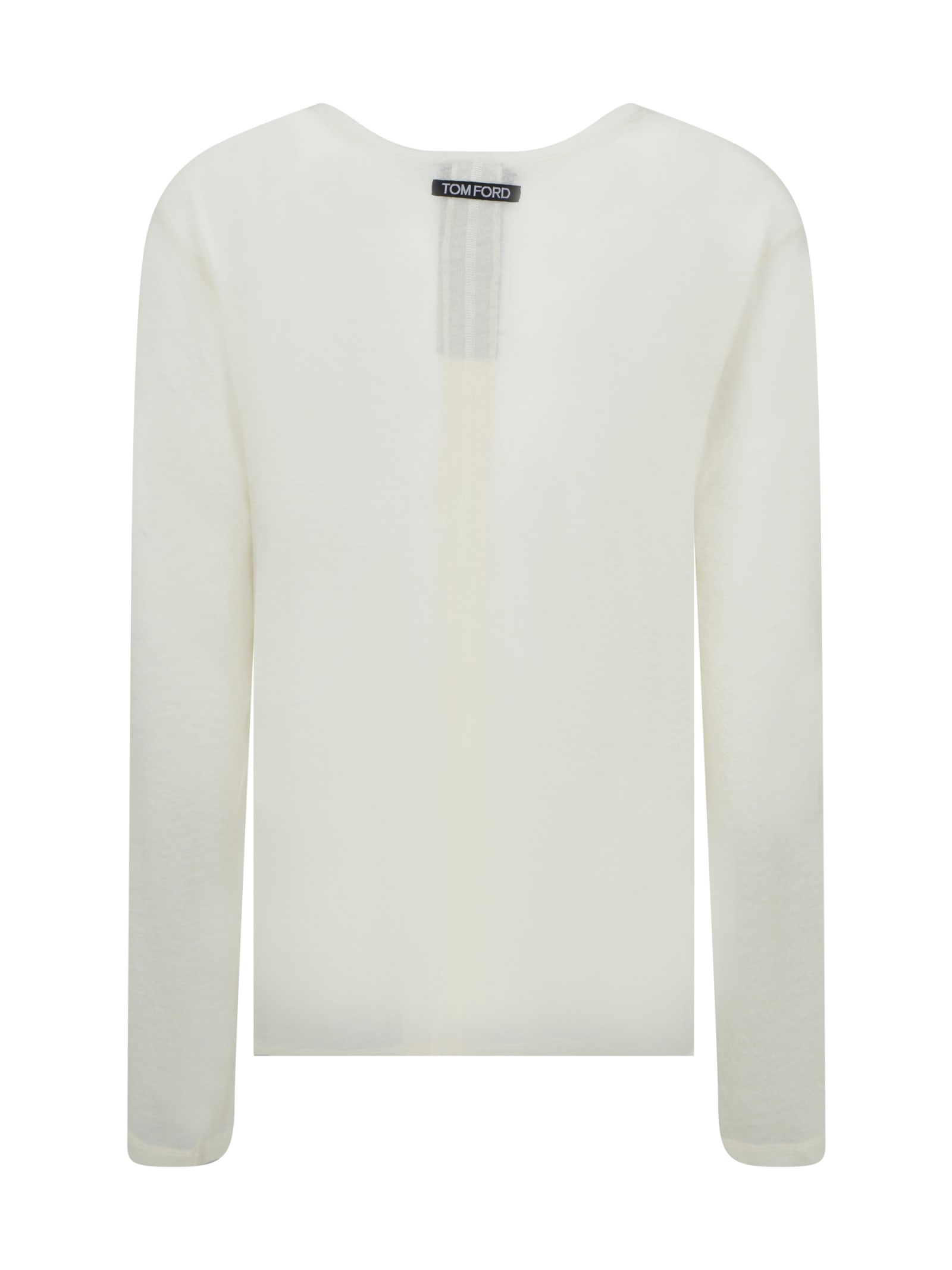 Shop Tom Ford Long Sleeve T-shirt In Chalk