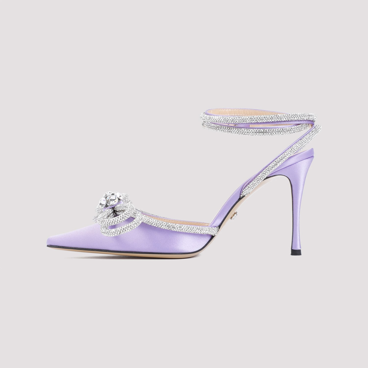 Shop Mach &amp; Mach Double Bow Lavender Satin High Heels Pumps