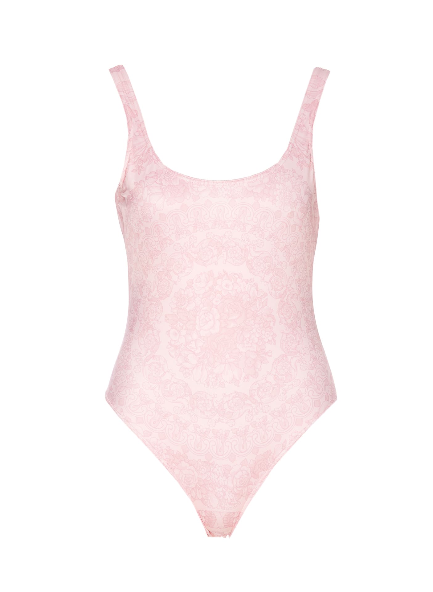 Shop Versace Barocco Print Swimwear One-piece In Pink