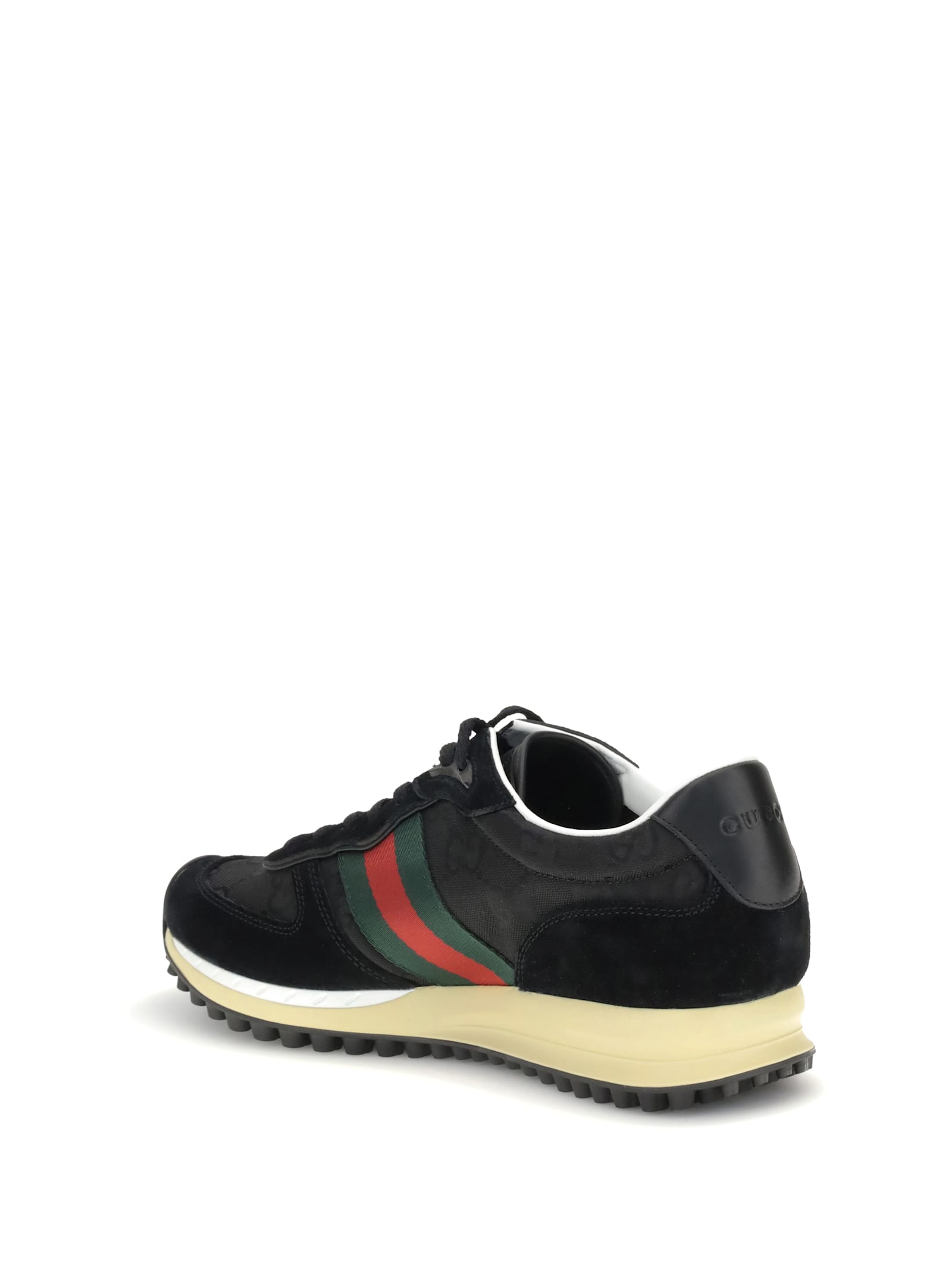 Gucci Round Toe Suede Panels Rubber Sole Sneakers In Multi