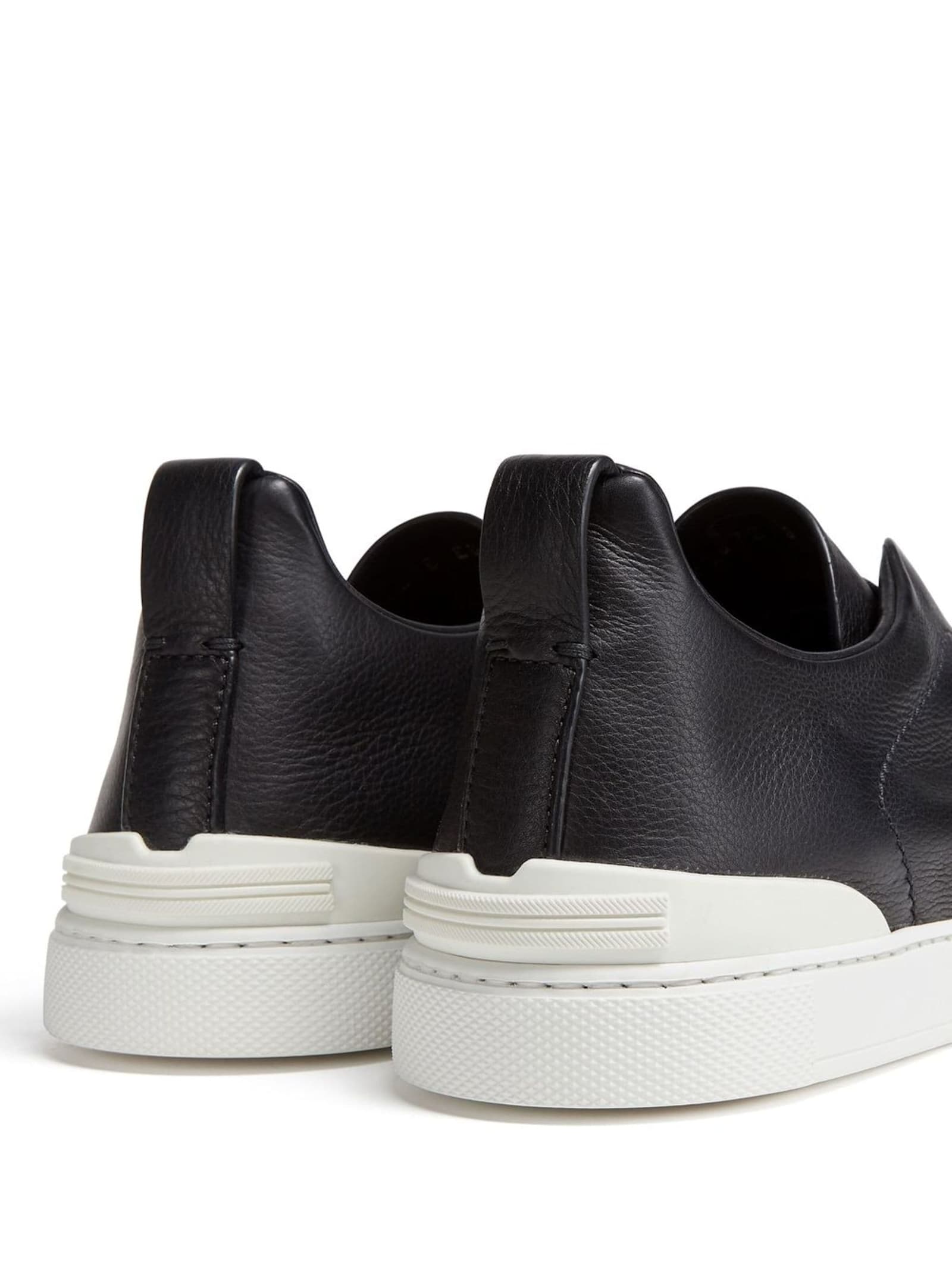 Shop Zegna Triple Stitch Secondskin Sneakers In Black