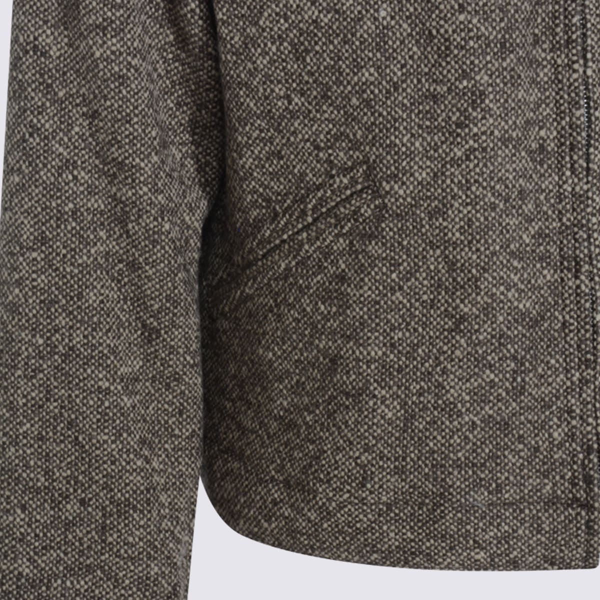 Auralee Textured Fabric Long Sleeve Jacket With Pocket In Brown