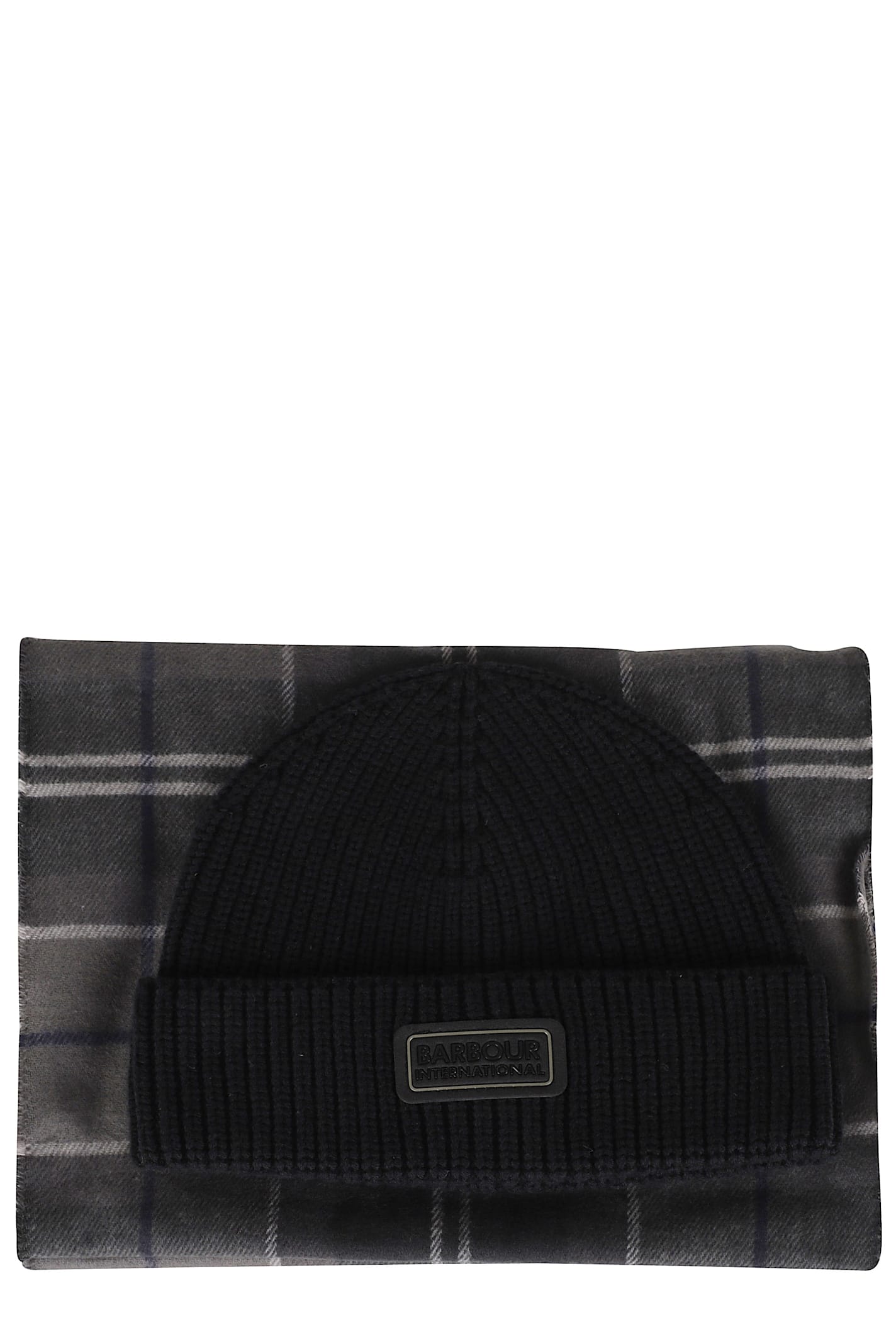 Barbour Sweeper Beanie And Scarf In Black