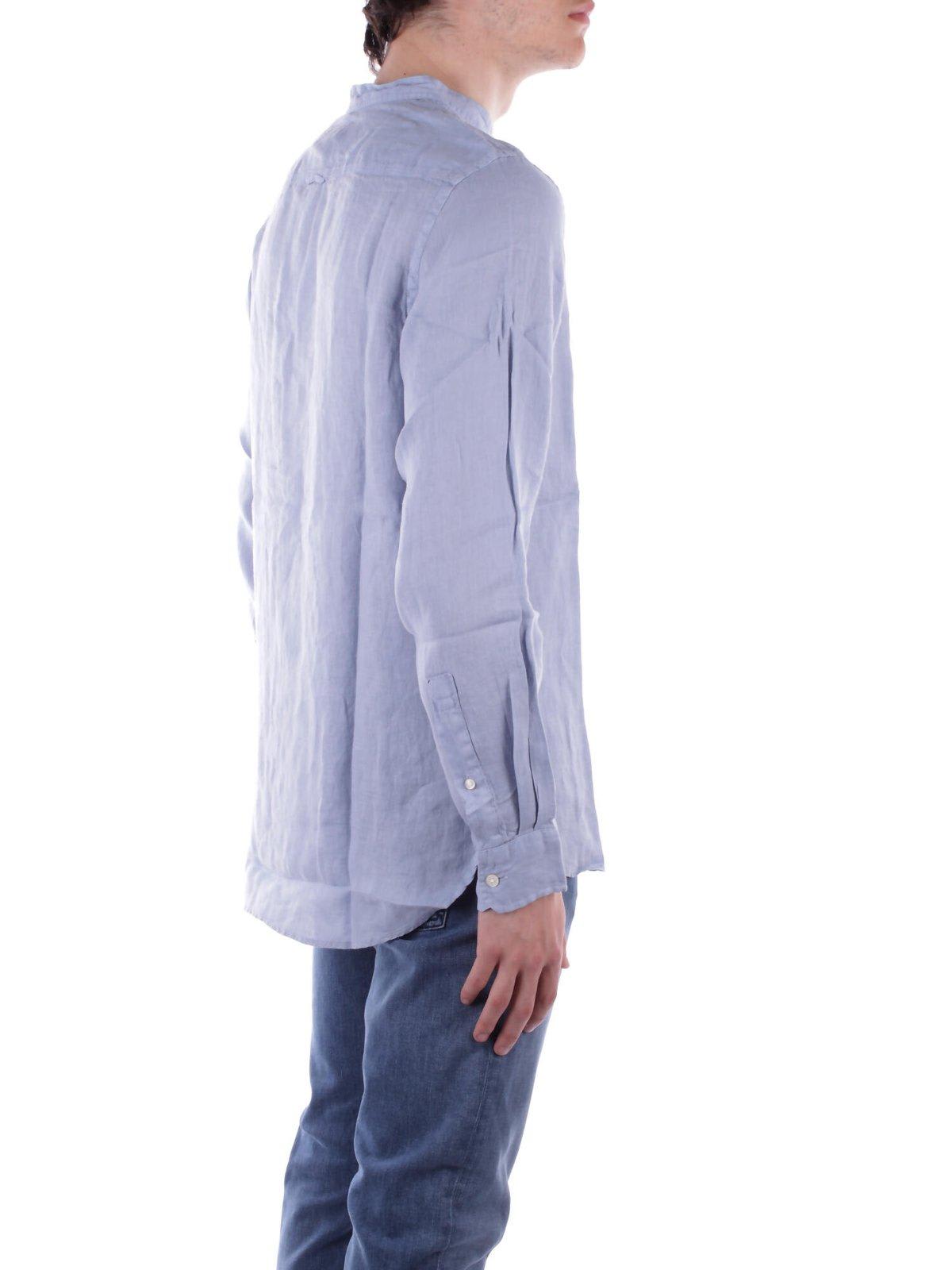Woolrich Long-sleeved Buttoned Shirt In Blue