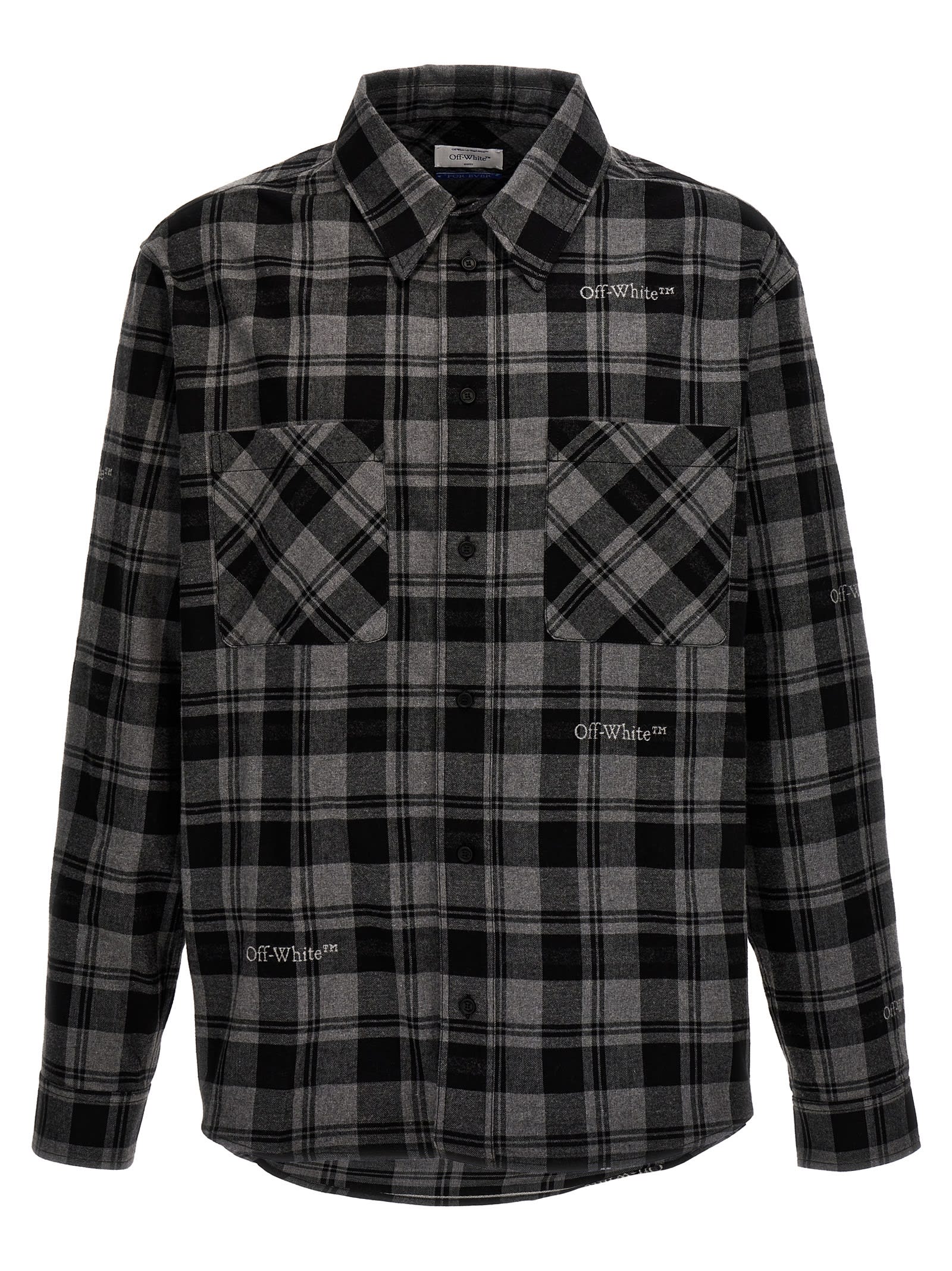 Shop Off-white Check Shirt In Gray