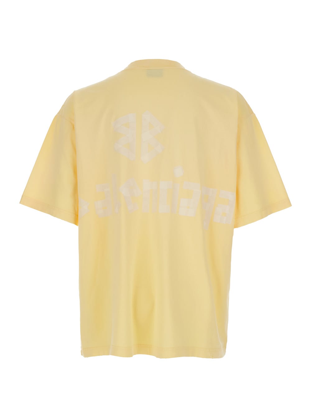 Balenciaga Political C Yellow Crewneck T-shirt With Logo Lettering On The Front And Logo Print On The Rear In C