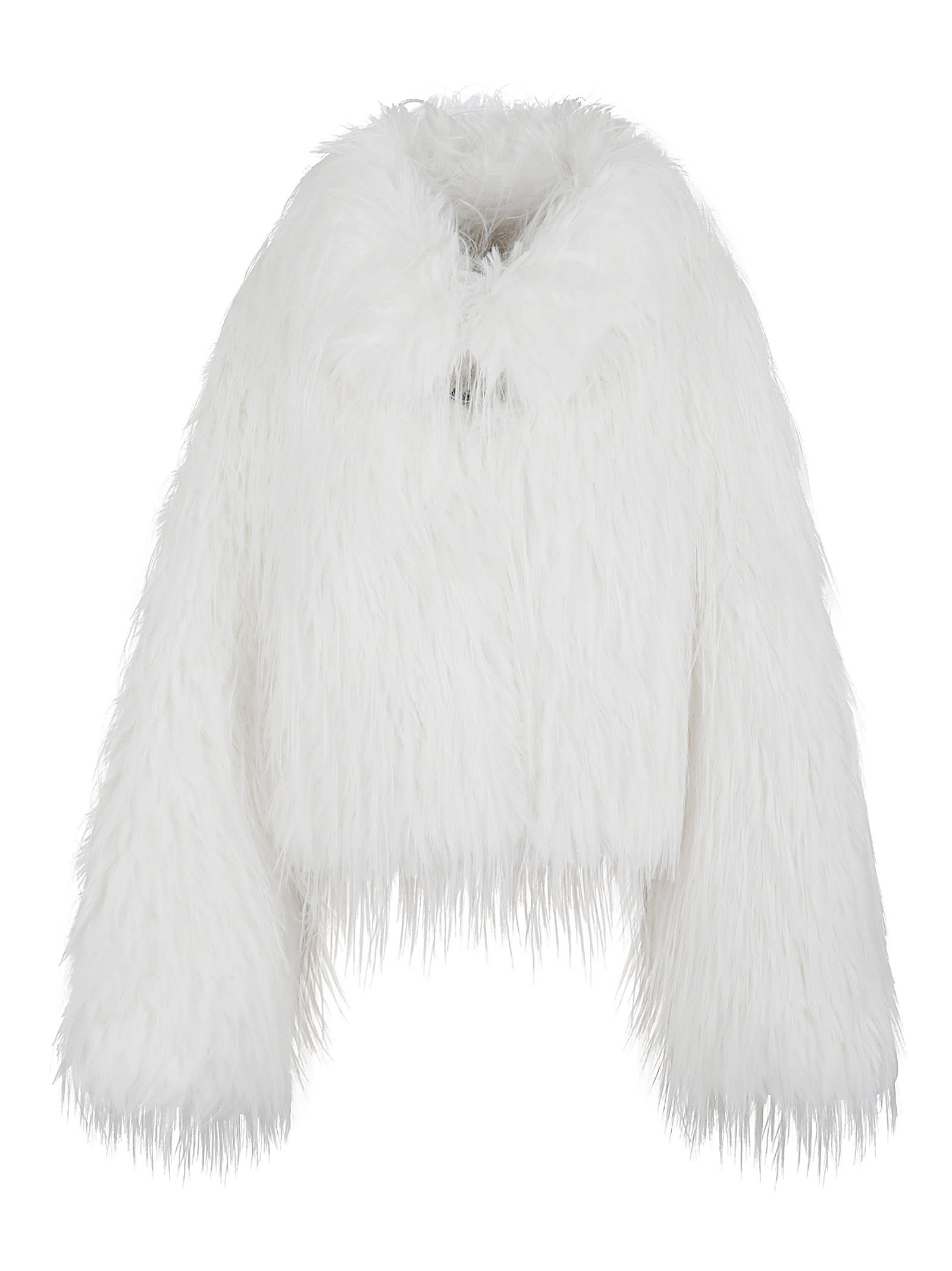 Pinko Peacoat-style Jacket In Soft Fur-effect Fabric In White