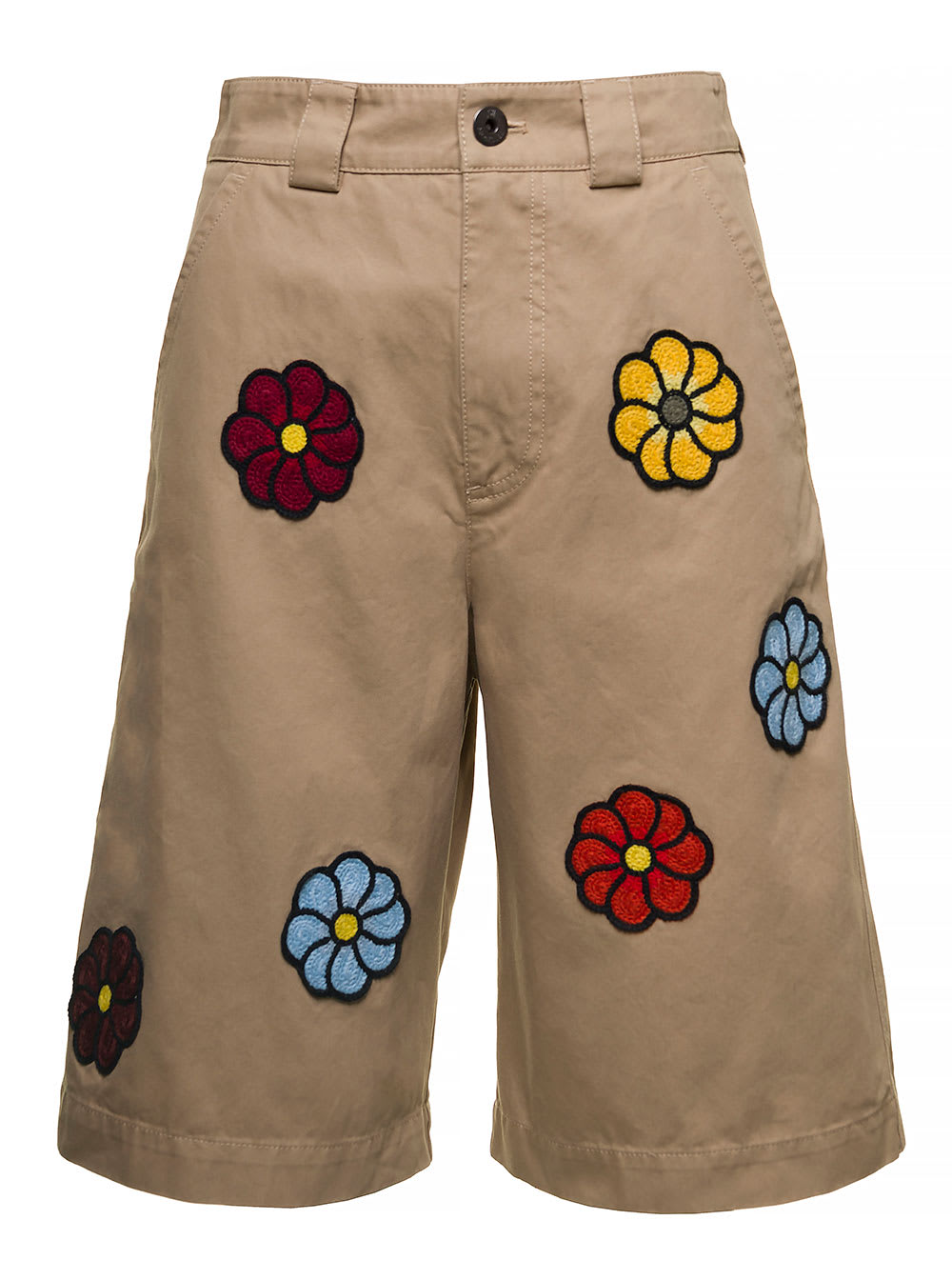 Moncler Genius Moncler Capsule Patched Cotton Shorts In Beige