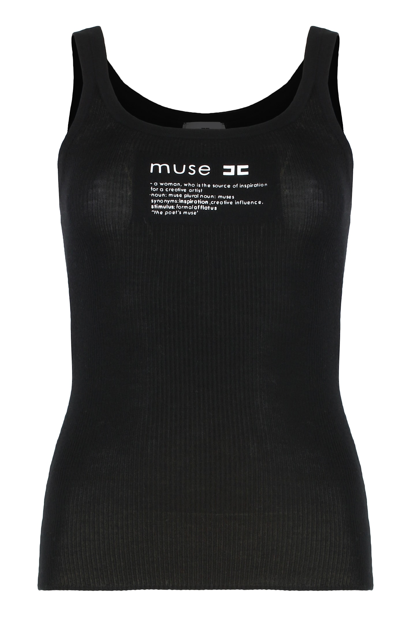 Elisabetta Franchi Sleeveless Top In Cotton In Black