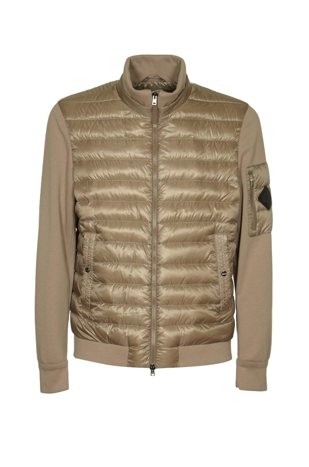 Shop Herno Logo Patch Quilted Jacket In Dove Grey