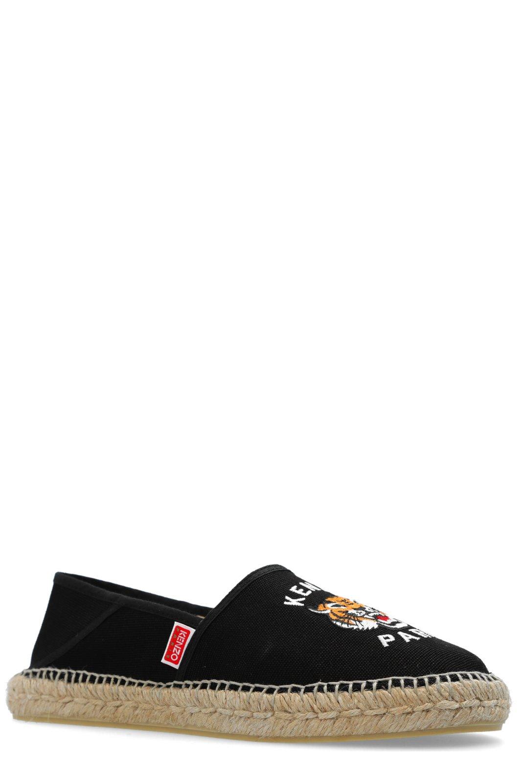 Shop Kenzo Lucky Tiger Embroidered Espadrilles In Black