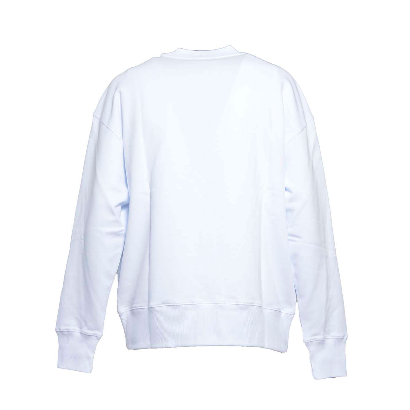 Shop Msgm Logo Printed Crewneck Sweatshirt In Bianco