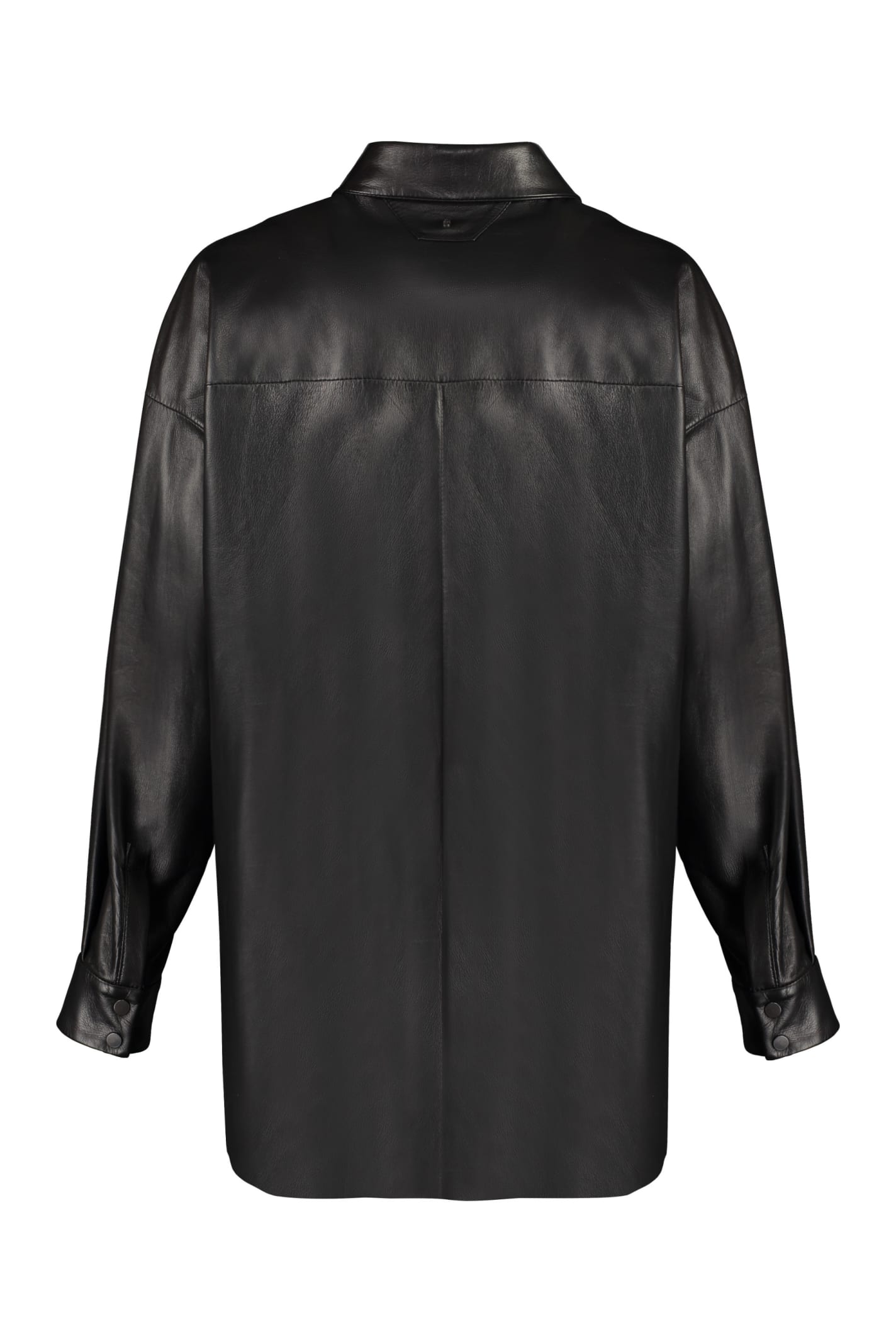 Shop Salvatore Santoro Leather Shirt In Black