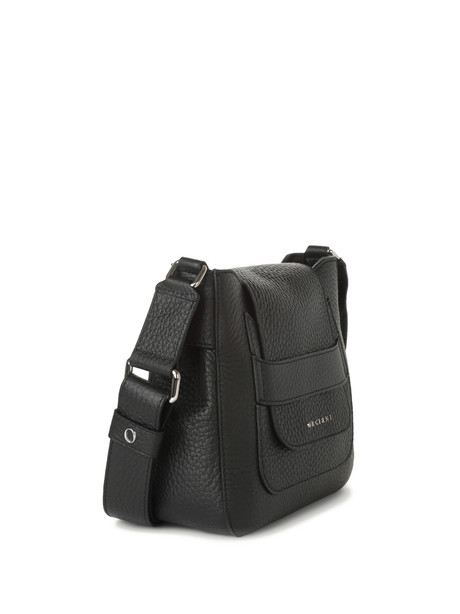 Shop Orciani Dama Soft Midi Bag In Leather With Shoulder Strap In Nero