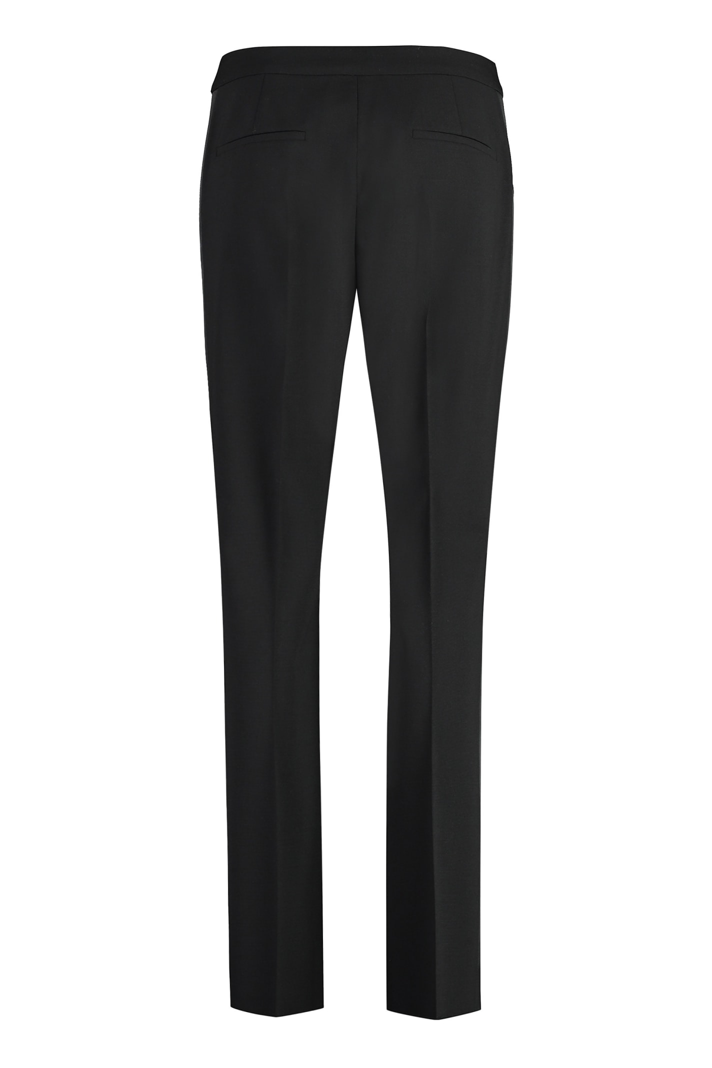 Shop Max Mara Wool Straight-leg Trousers In Black