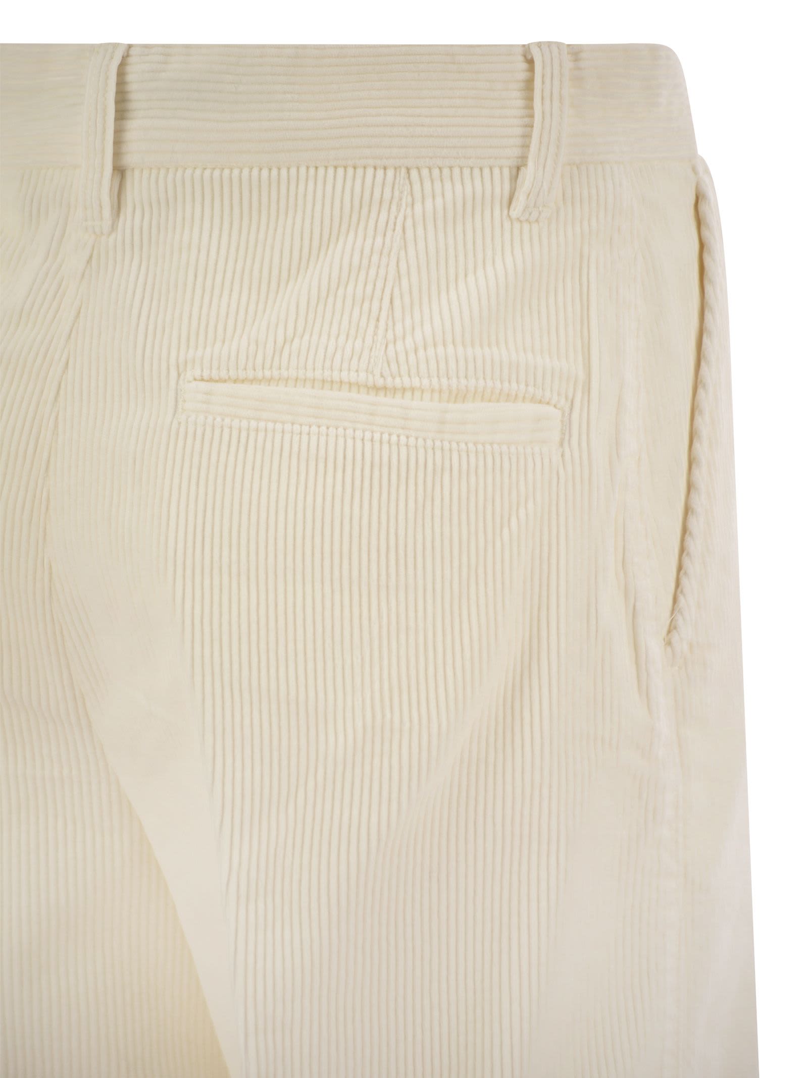Shop Polo Ralph Lauren Corduroy Wide-leg Cropped Trouser In Ivory