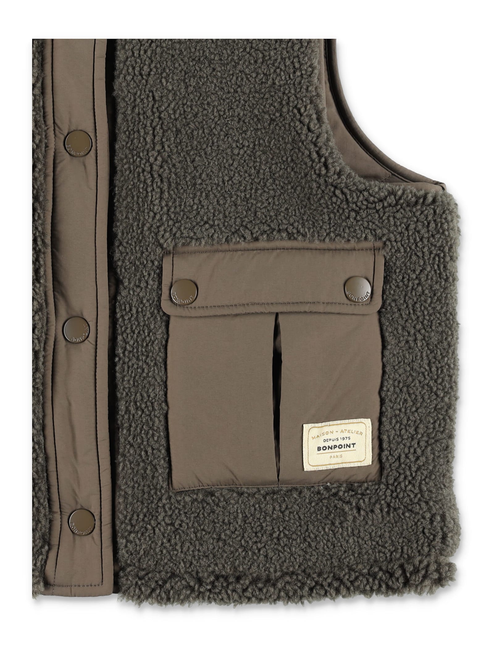 Bonpoint Reversible Teddy And Nylon Brown Gilet In Brown