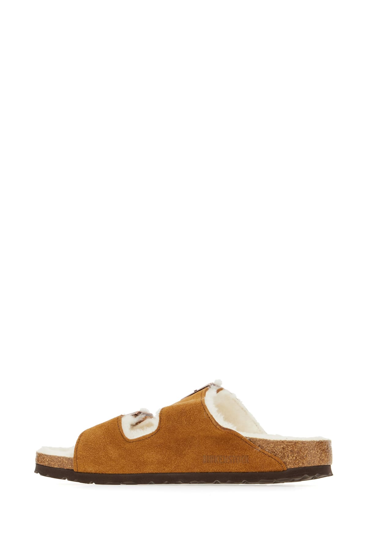 Birkenstock Camel Shearling Arizona Sandals In Brown