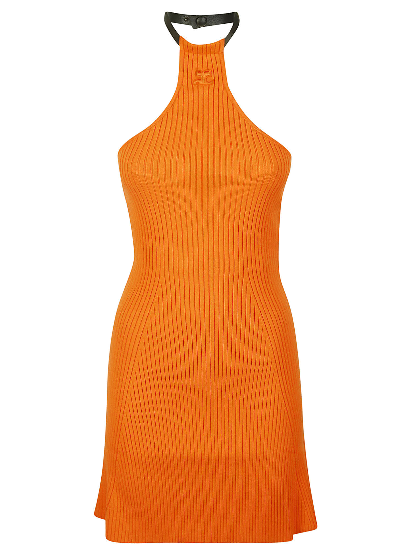 COURRÈGES MINI CHOCKER RIB KNIT DRESS