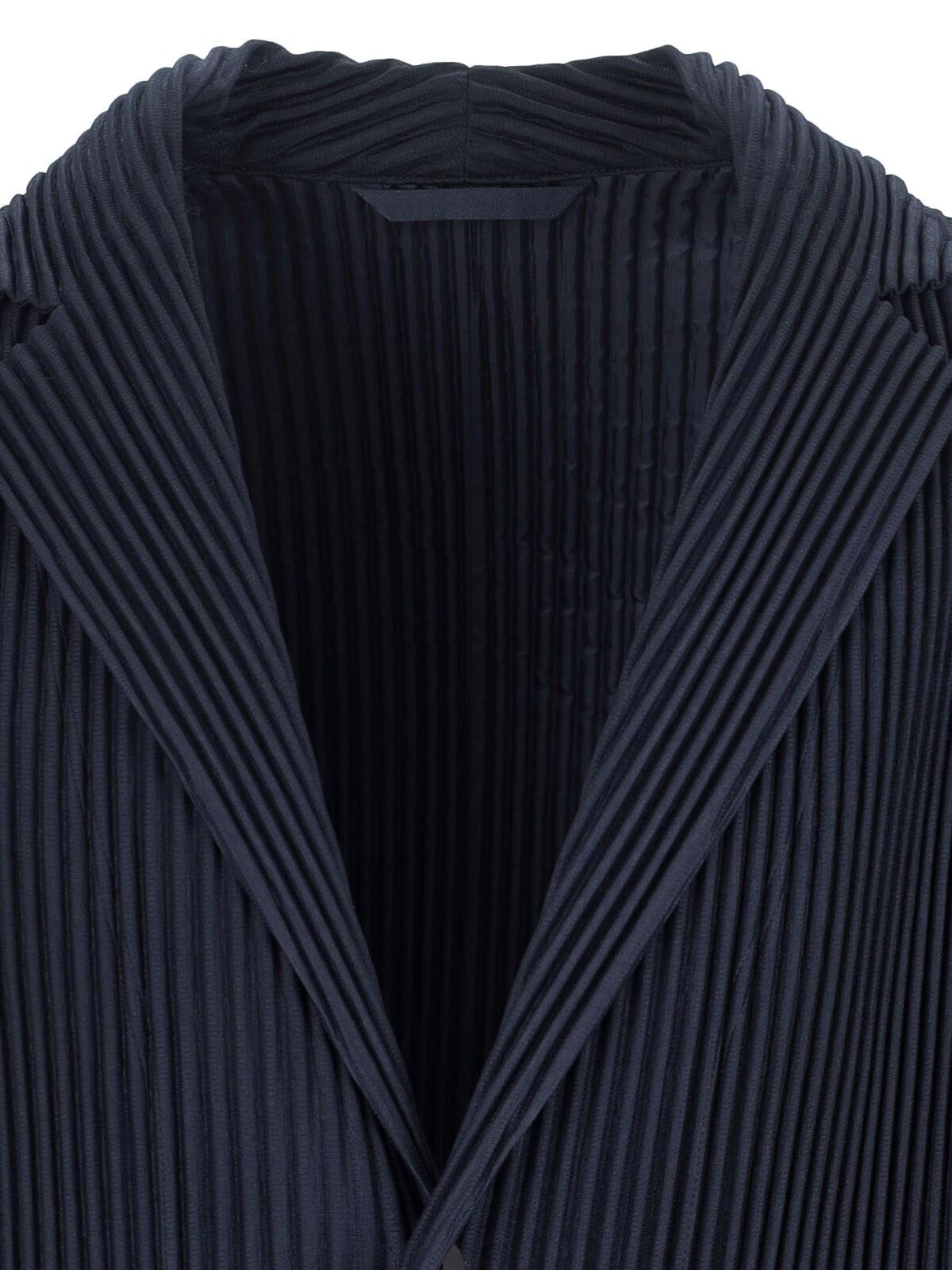 Issey Miyake Single-breasted Pleated Blazer In Blue