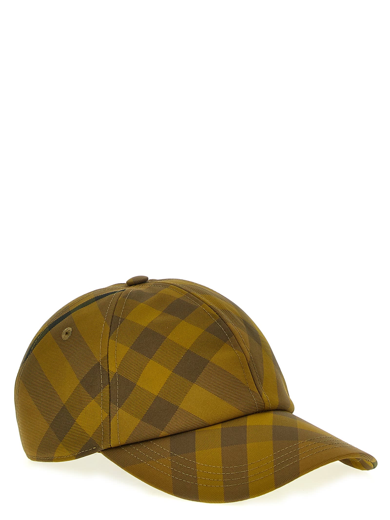 Shop Burberry Check Cap In Yellow