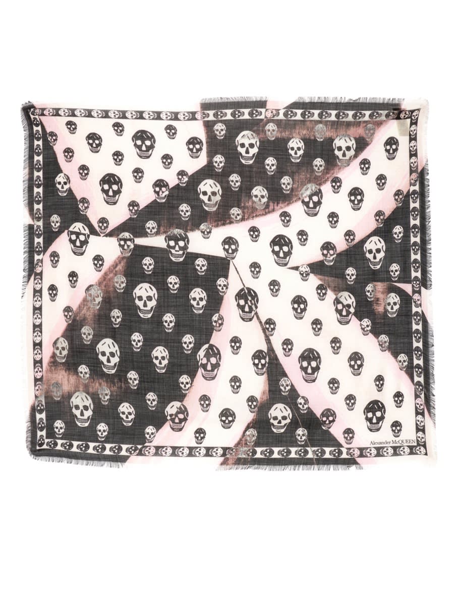 Shop Alexander Mcqueen Skull Print Scarf In Black