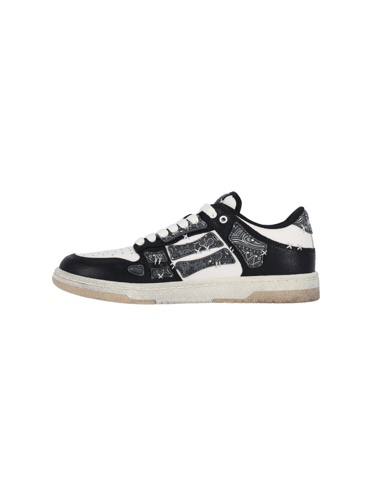 Amiri Skel Top Black Low Top Sneakers With Logo Patch On The Tongue And Logo Lettering On The Heel In Leat In Black
