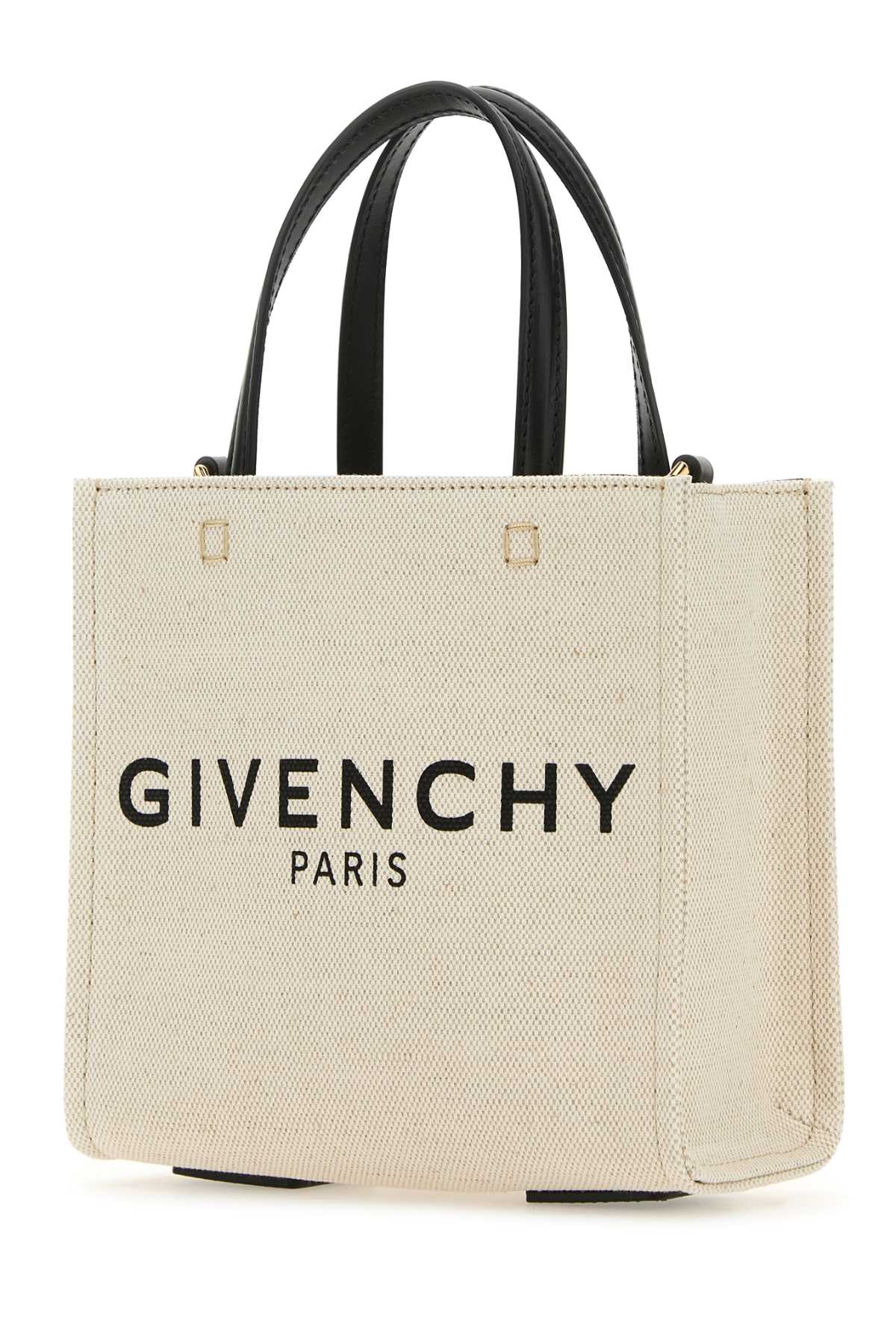 Shop Givenchy Sand Canvas Mini G-tote Handbag In Beigeblack