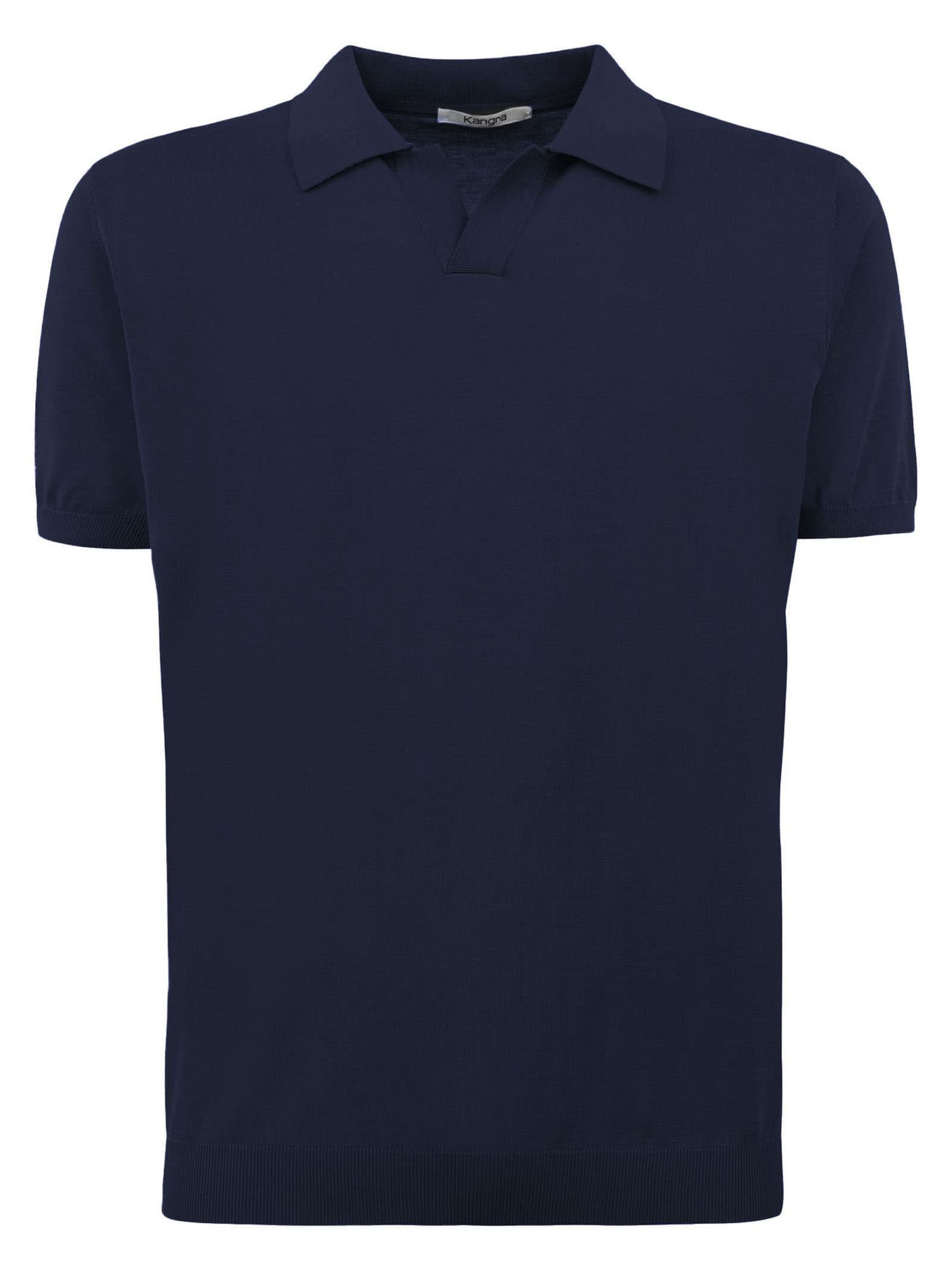 Blue Silk And Cotton Shaved Polo Shirt