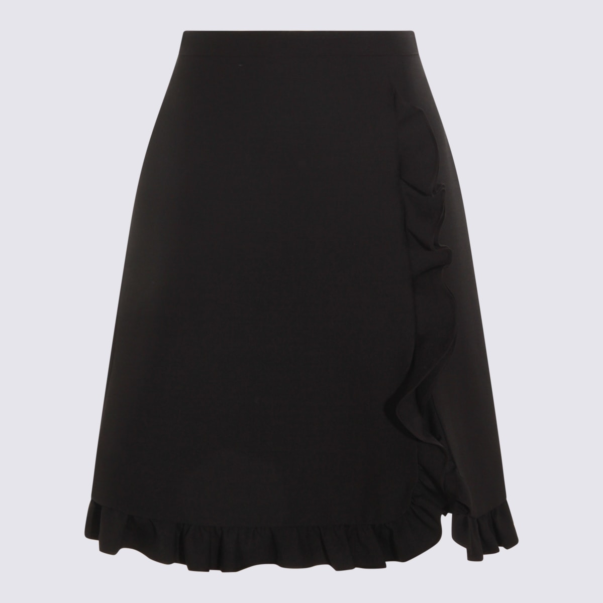 Valentino A-line Midi Skirt Ruffle Detail In Black