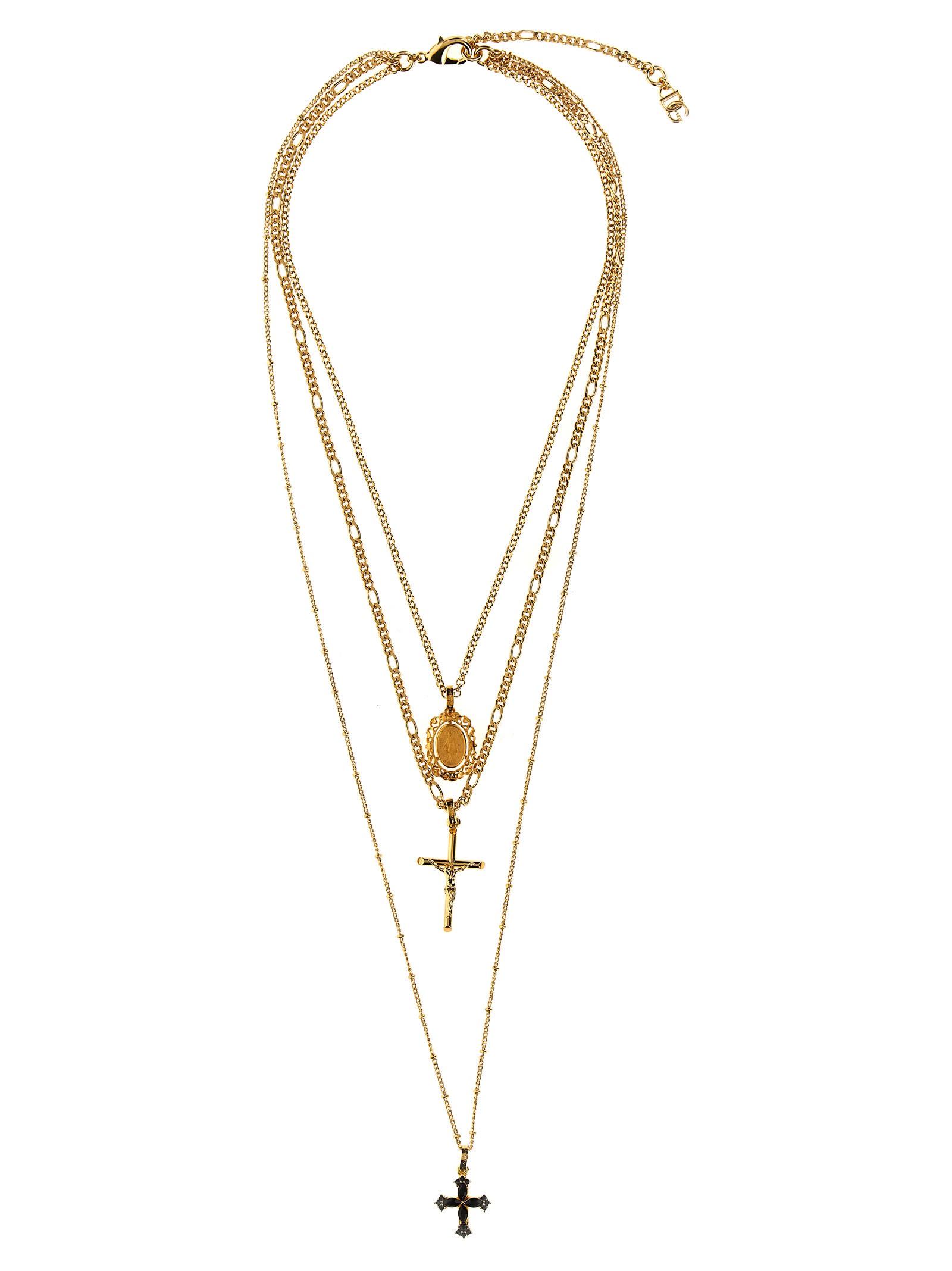 Dolce & Gabbana Crosses Charms Necklace In Gold