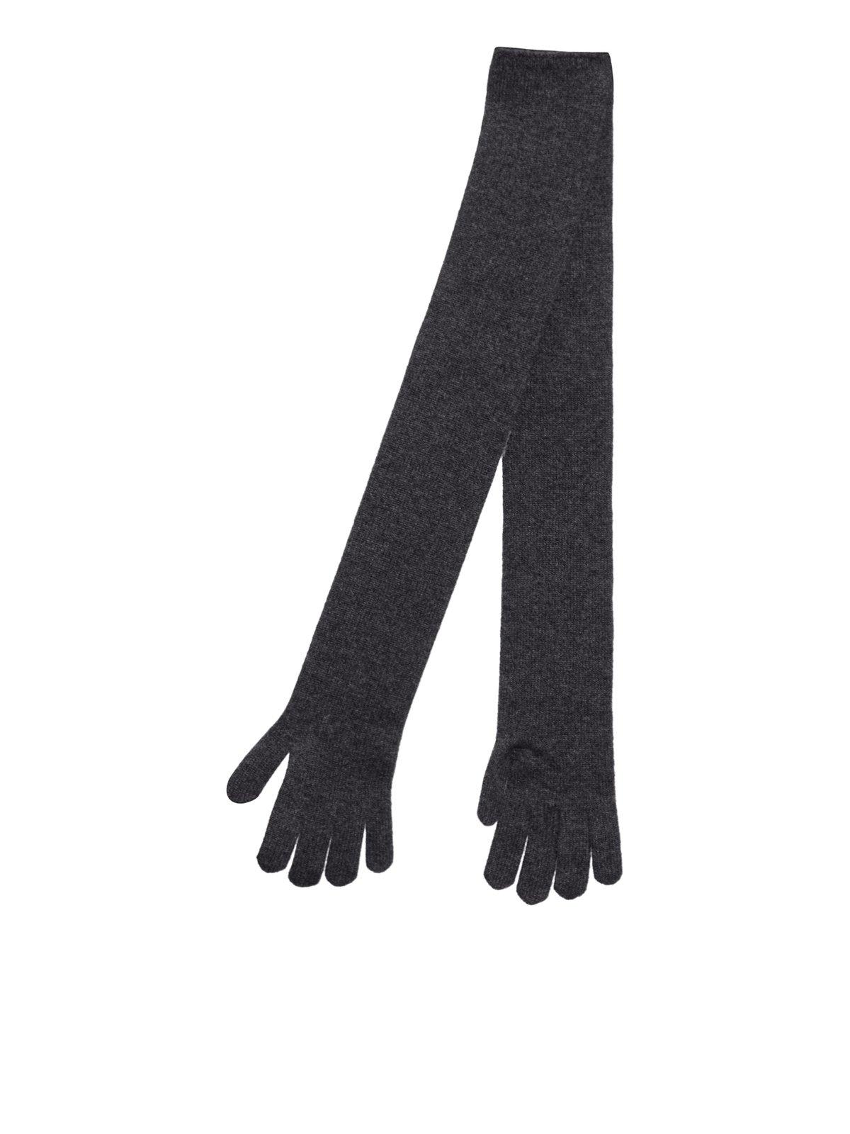 Shop Max Mara Long Knit Gloves  In Black