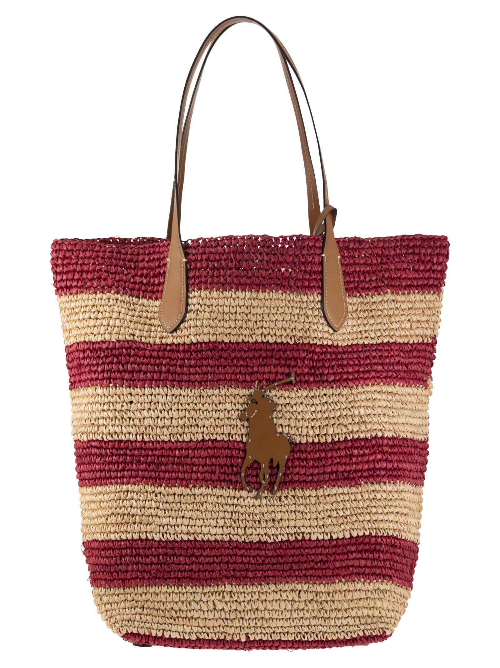 Shop Polo Ralph Lauren Big Pony Canvas Tote In Rosso/naturale