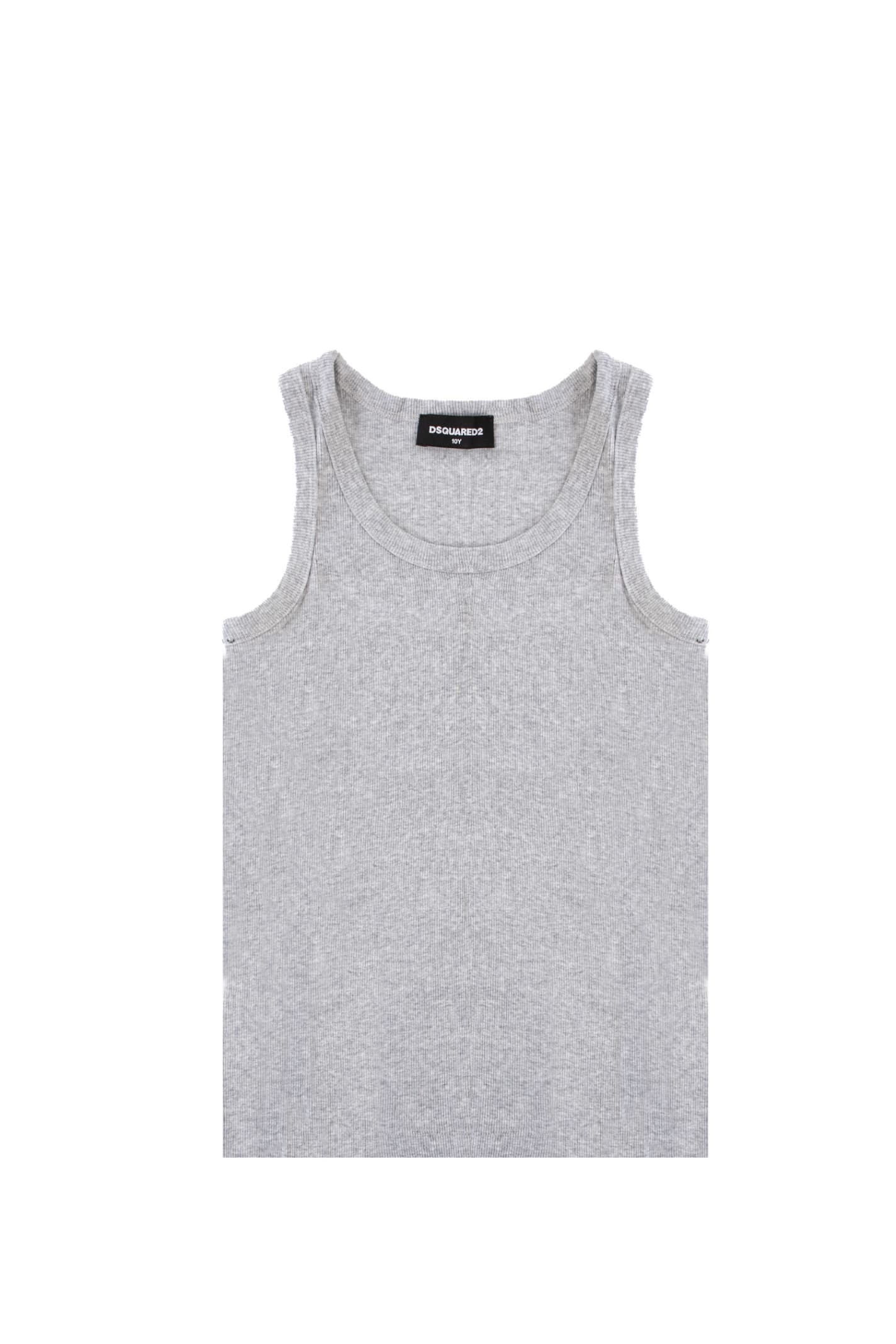 Dsquared2 Kids' Cotton Tank Top In Grey