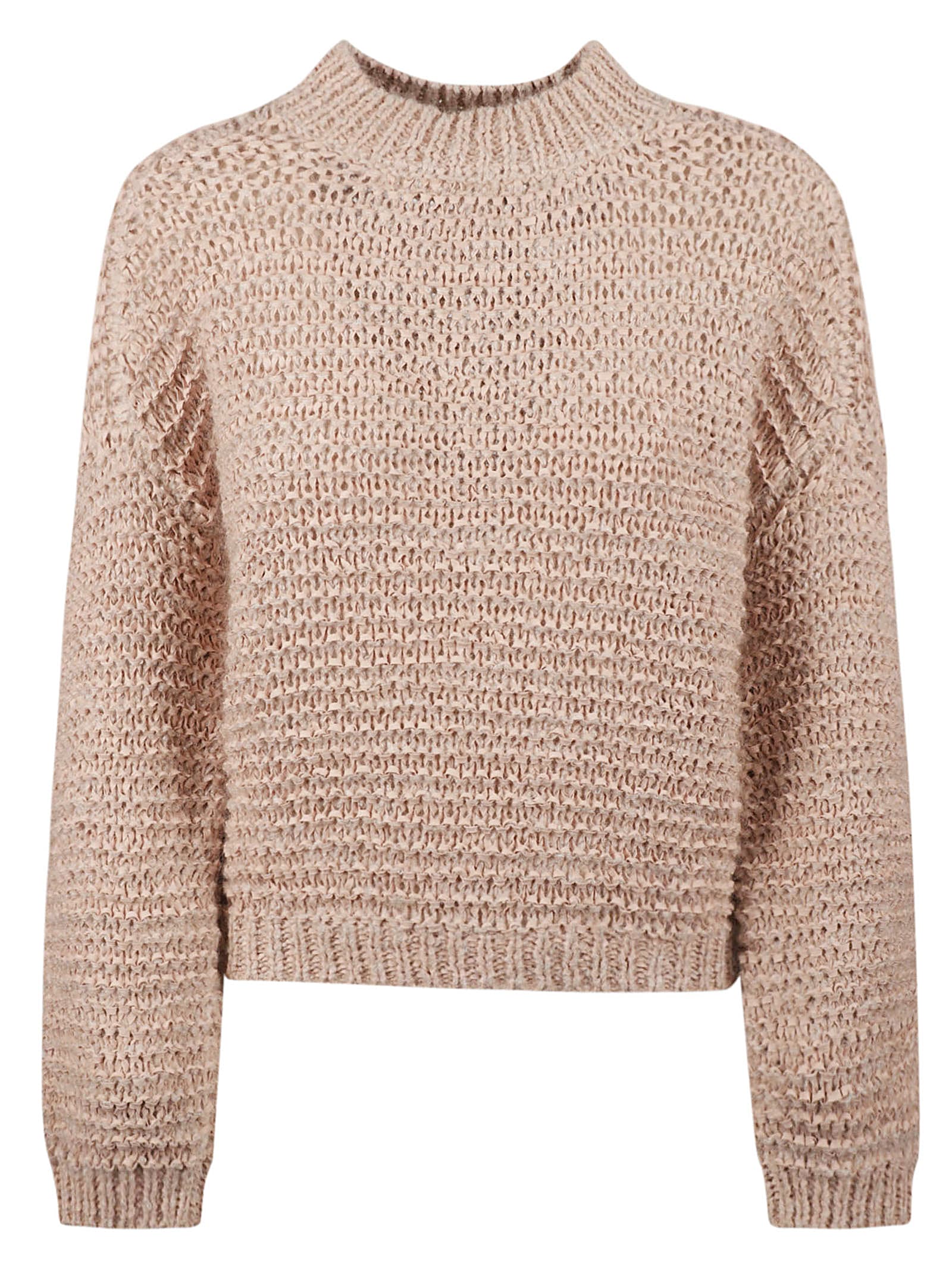 FORTE FORTE RIB TRIM PLAIN WOVEN SWEATER 