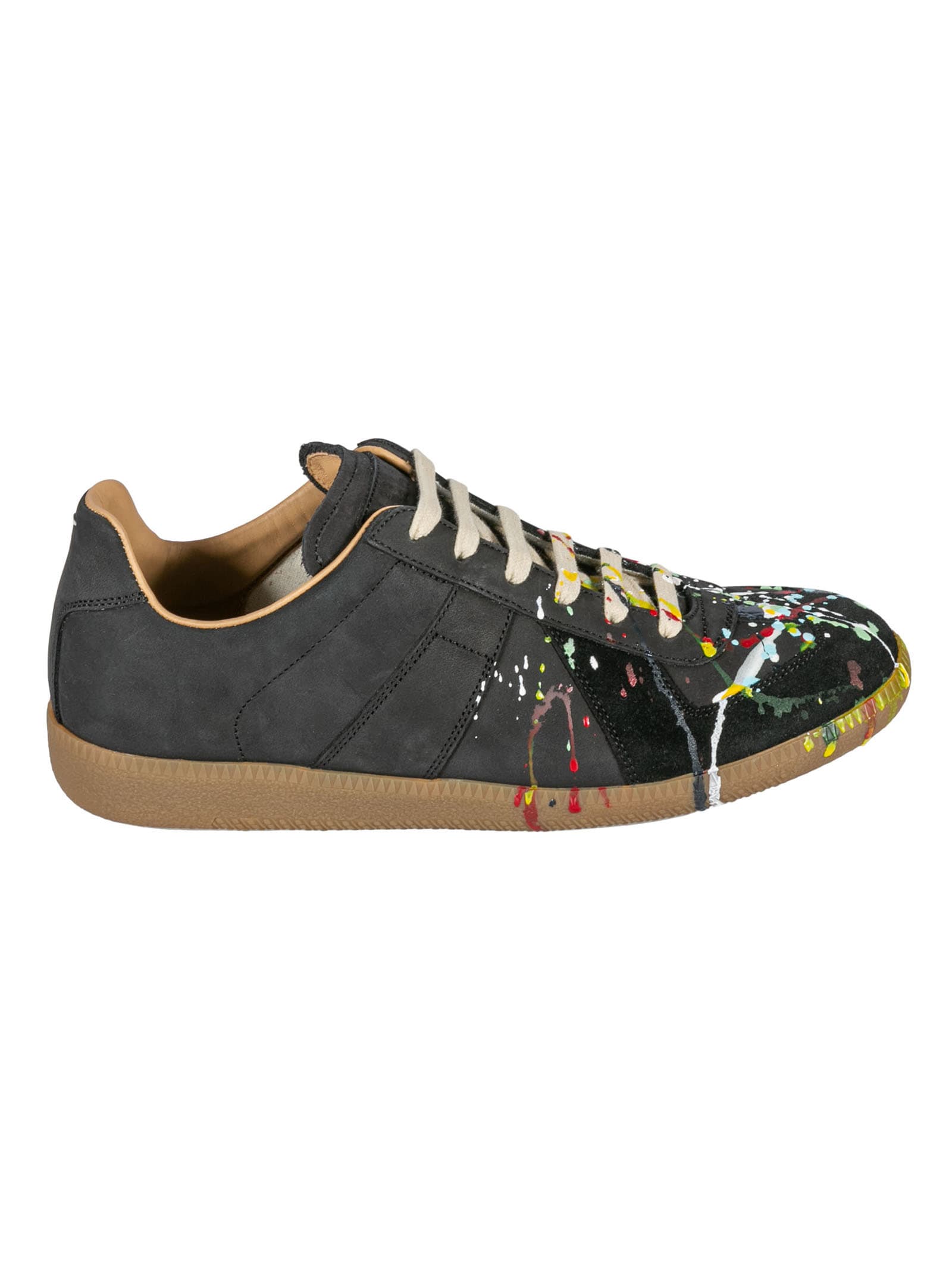 Maison Margiela Splat Paint Detail Sneakers In Dark Grey/multicolor
