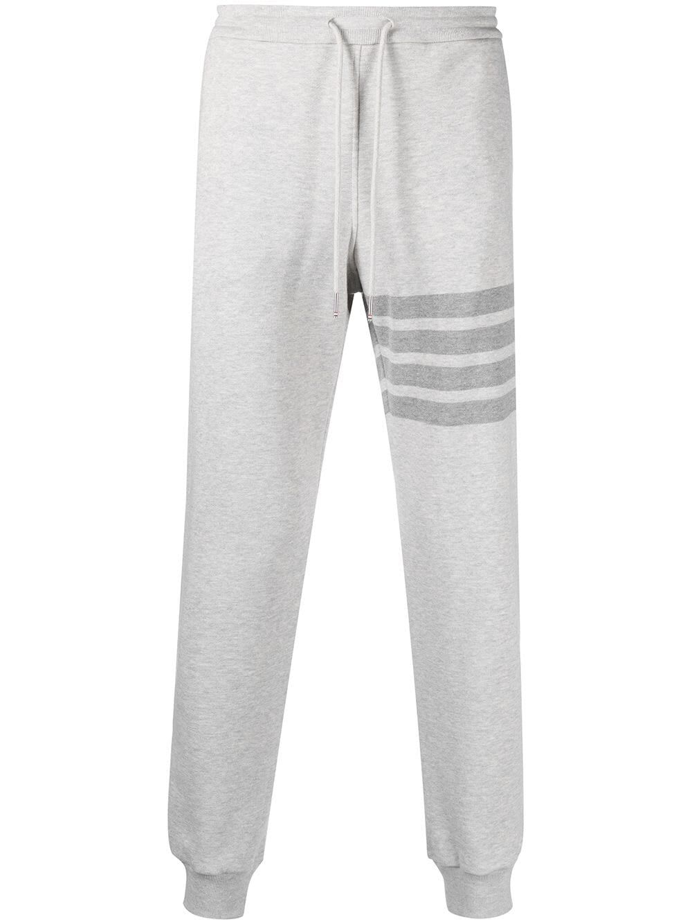 Shop Thom Browne Sweatpants In Classic Loopback With Engineered 4 Bar Stripe In Lt Grey