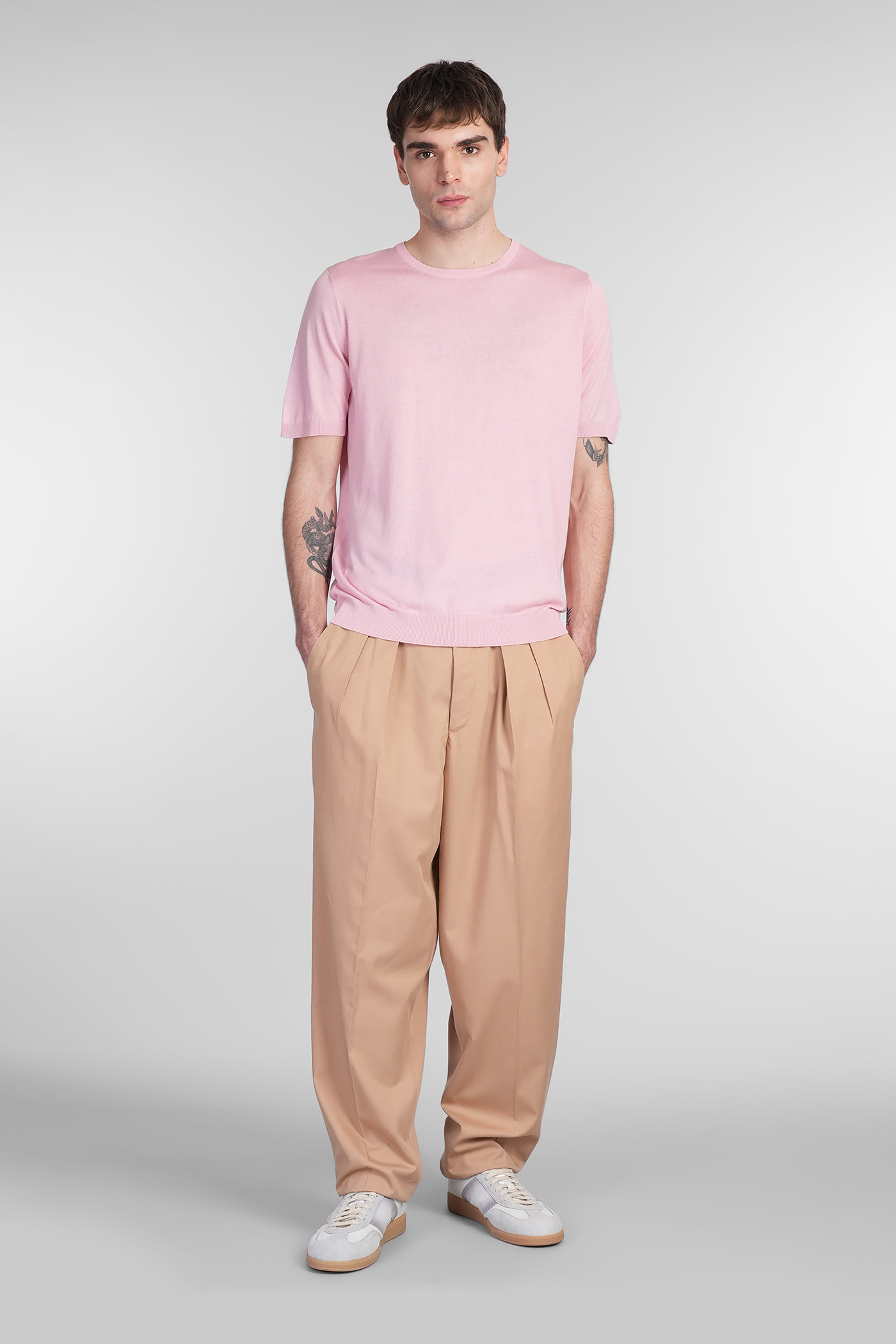 Shop Tagliatore Josh T-shirt In Rose-pink Silk