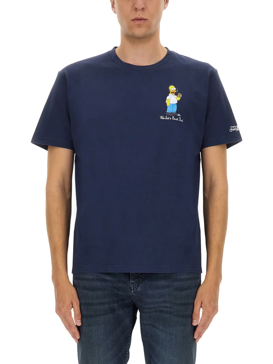 Mc2 Saint Barth Graphic Print Crew Neck T-shirt In Blue