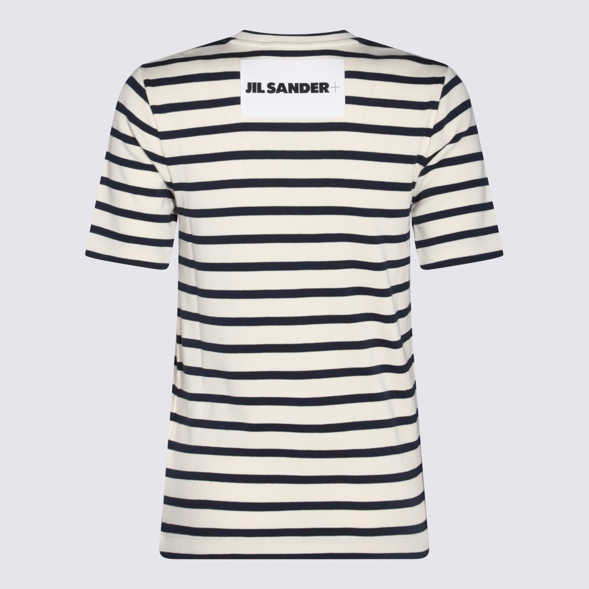 Shop Jil Sander Blue And White Cotton T-shirt In Marinière