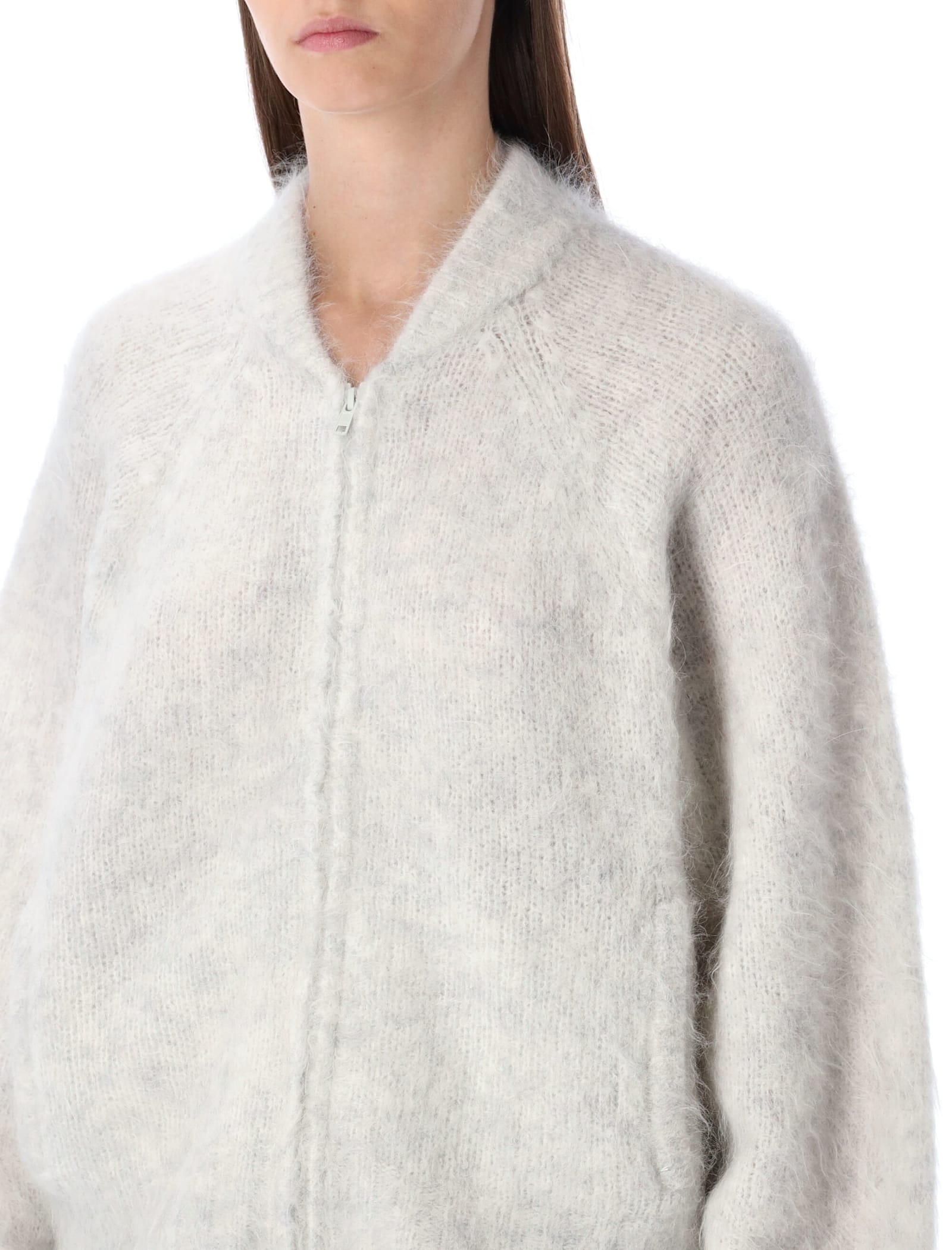 American Vintage Niby Cropped Mohair Cardigan In White